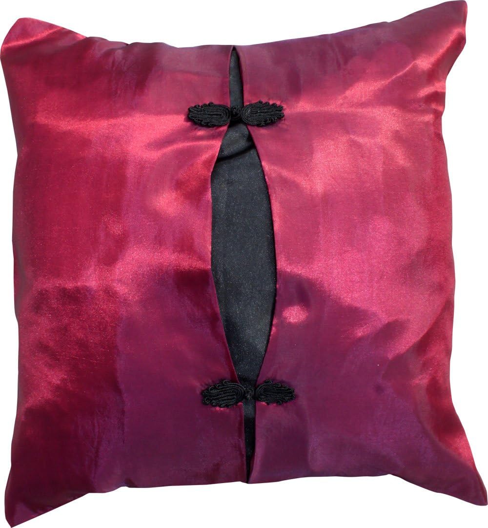 Full Funk Home Decoration Thai Silk 16inch Throw Pillow Case Central Chinese Line, Auburn Brown