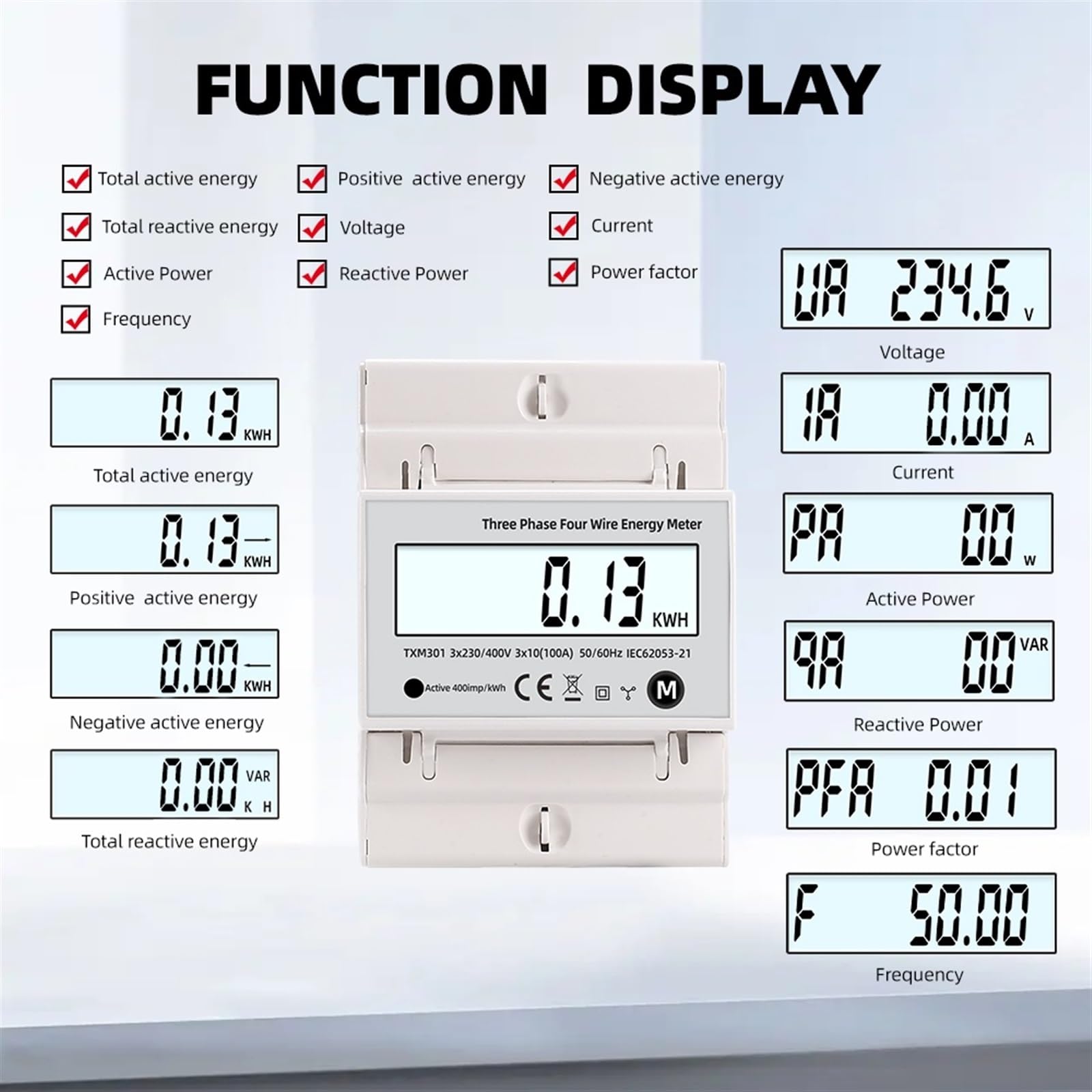 380 V 3 etapy 4 przewody watomierz moc dwukierunkowy licznik energii KWH napięcie prądu 100 A AC 50 Hz 60 Hz Słoneczny FV