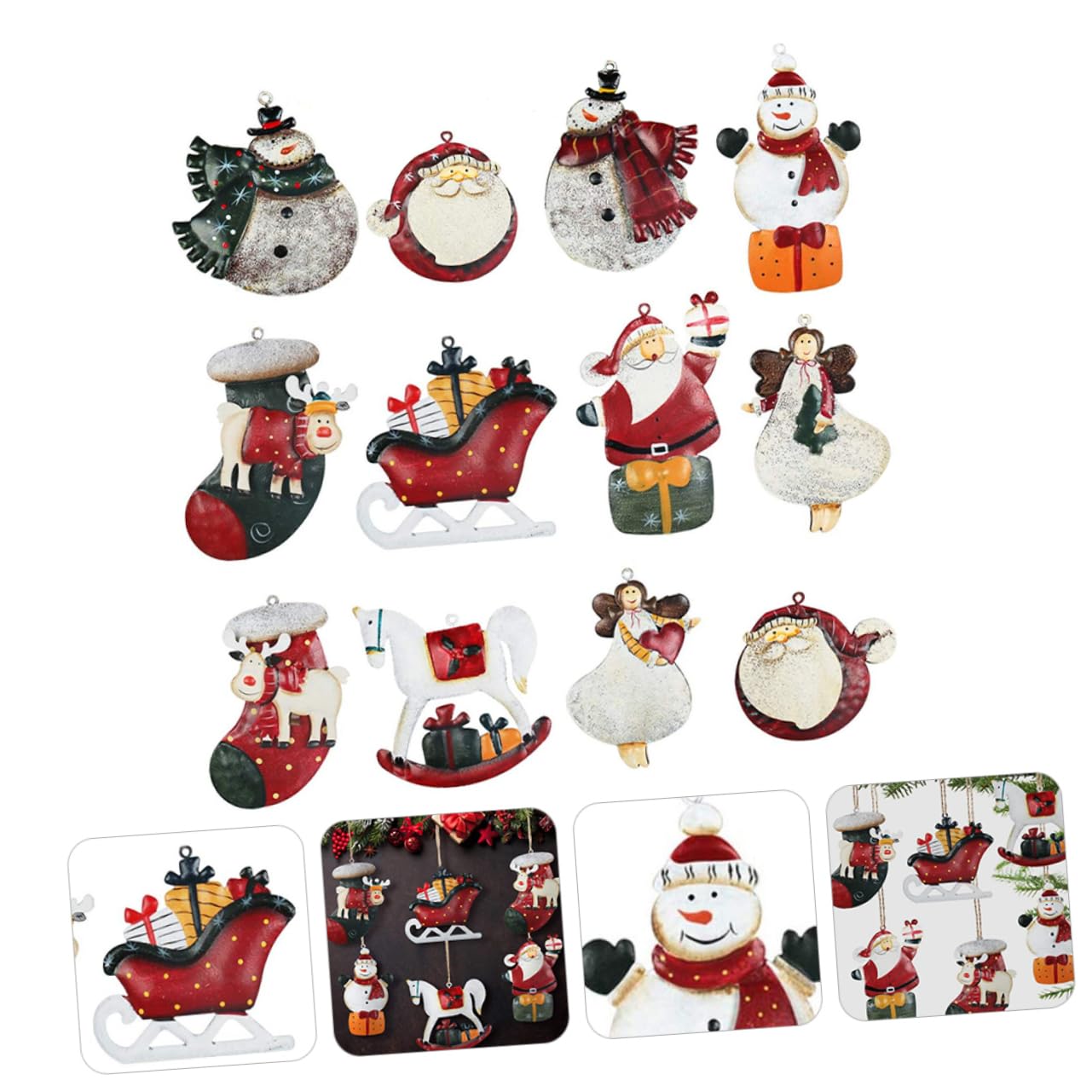 Cabilock 2 Sätze Weihnachtsschmuck Anhänger Puzzle Glocken Lebkuchen Outlet Mann des Deckels Medaillon Weihnachtsbaum Hängende Verzierung Buntes Holz 12 Stück * 2