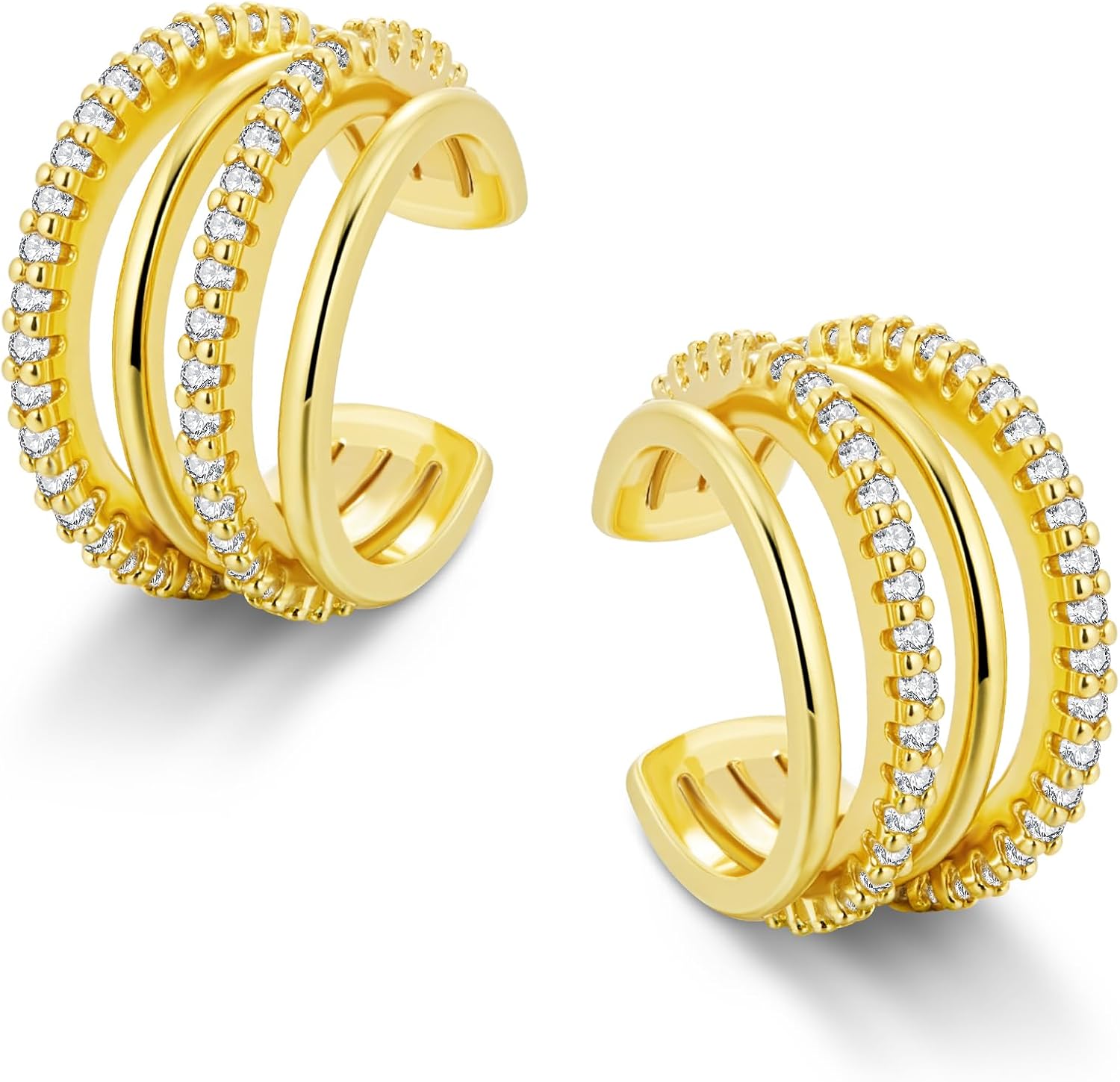 ALEXCRAFT Ear Cuff Orecchini A Clip Oro 18K Senza Buco - Grandi E Chunky Per Cartilagine - Acciaio Inossidabile