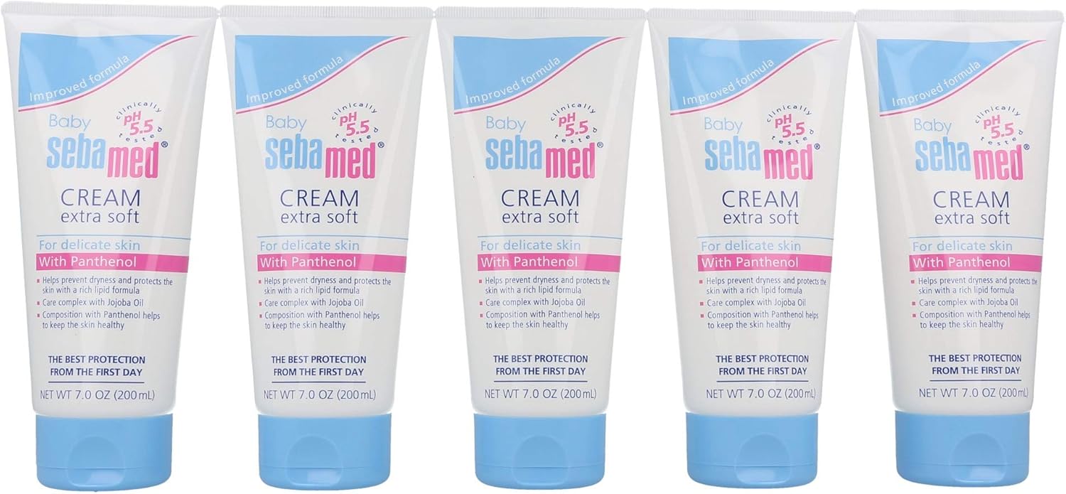 Sebamed Baby Cream Extra Soft Ultra Mild Moisturizer for Delicate Skin with Panthenol (200mL) Pack of 5