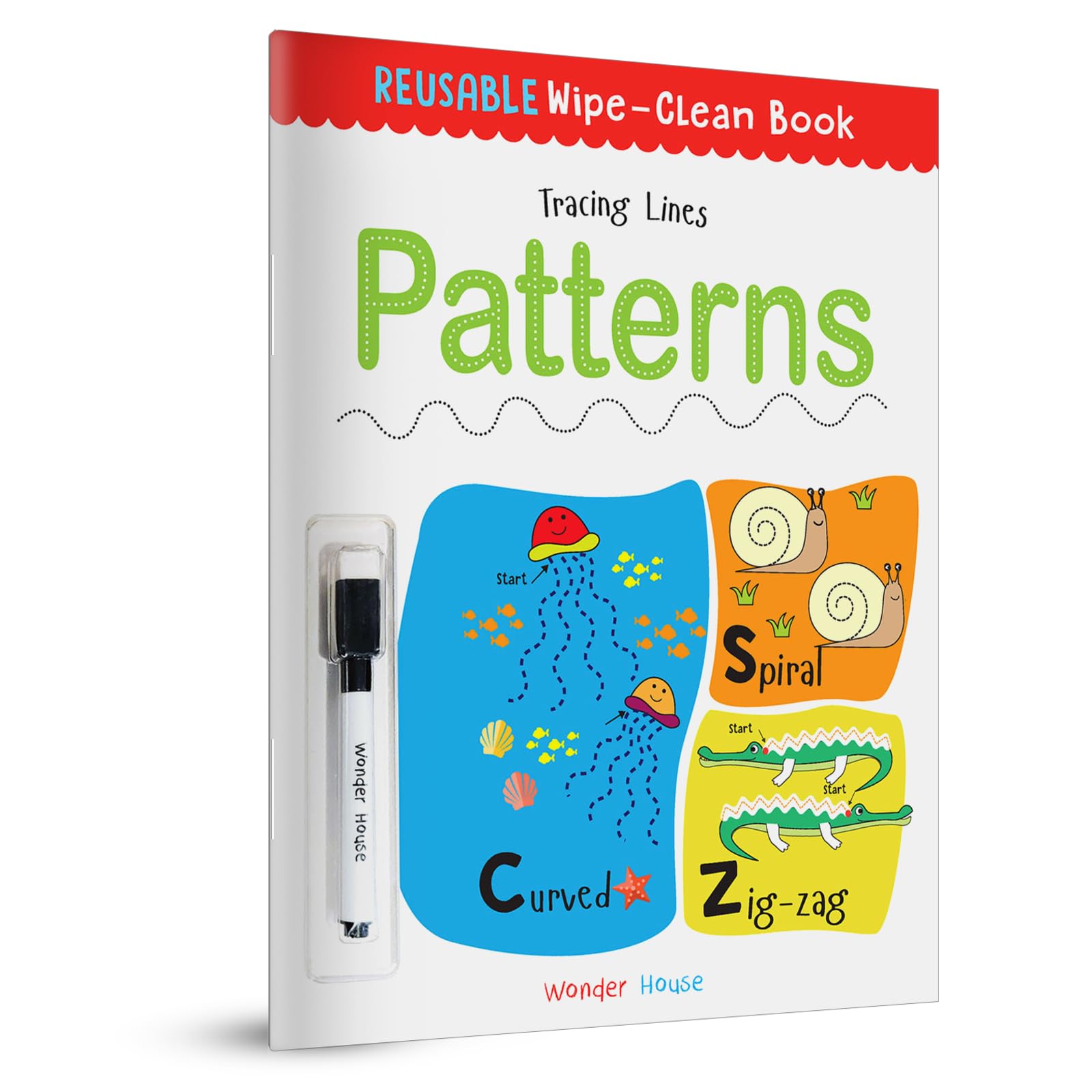 Reusable Wipe And Clean Book Tracing - Lines Patterns : Trace And Practice Patterns Paperback – Big Book, 25 June 2019