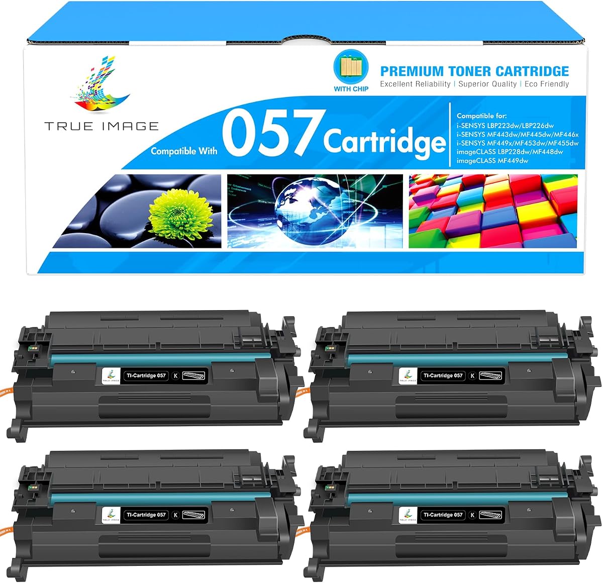 057 Toner Cartridge for Canon 057H MF455dw MF445dw Black High Yield 4 Pack | Compatible for Canon ImageCLASS MF445dw MF448dw LBP226dw LBP228dw LBP227dw MF449dw MF445 LBP220 LBP230 MF440 MF450 Printer