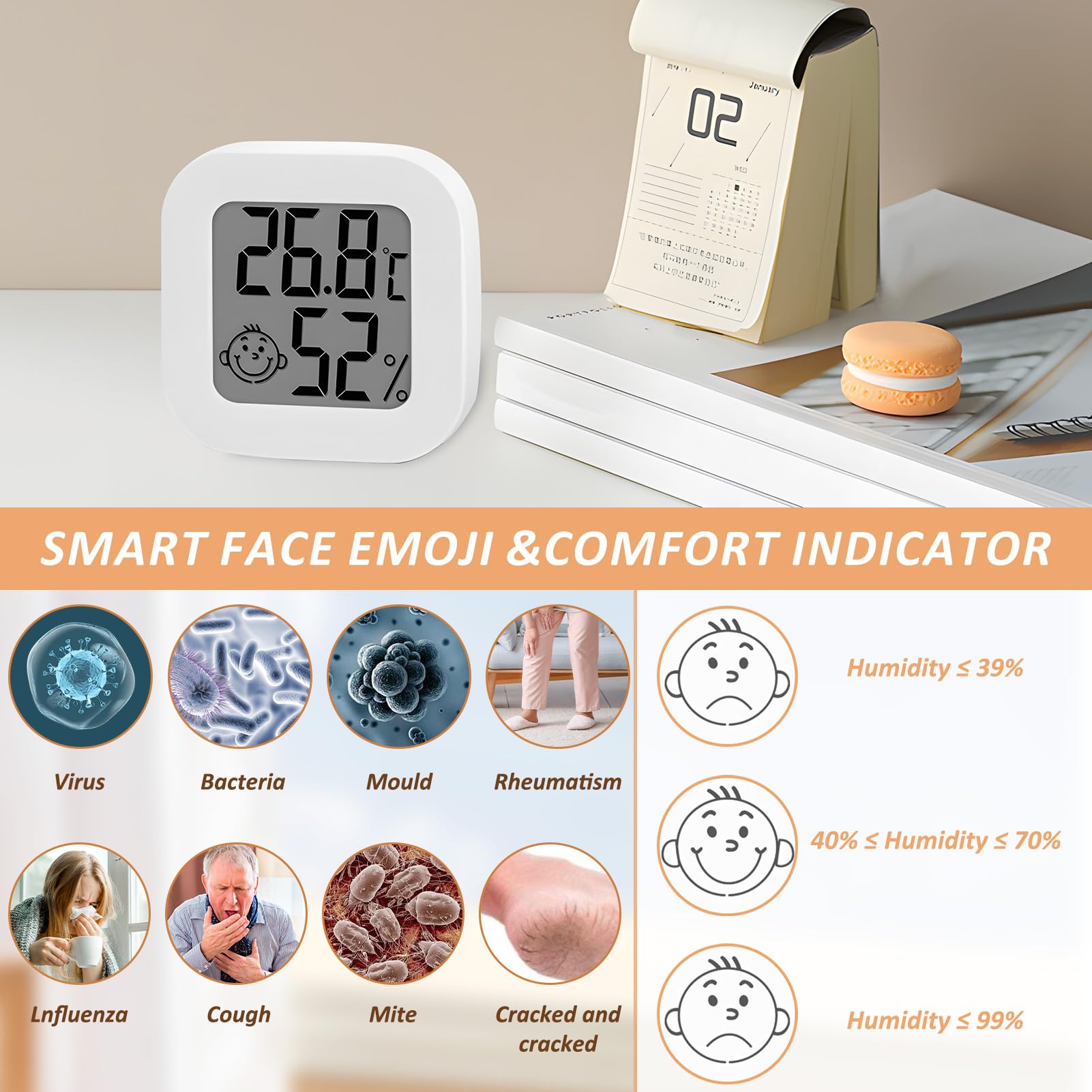 2 Pack Indoor Thermometer Hygrometer, Mini Room Thermometer, Room Thermometer Indoor - Image 4