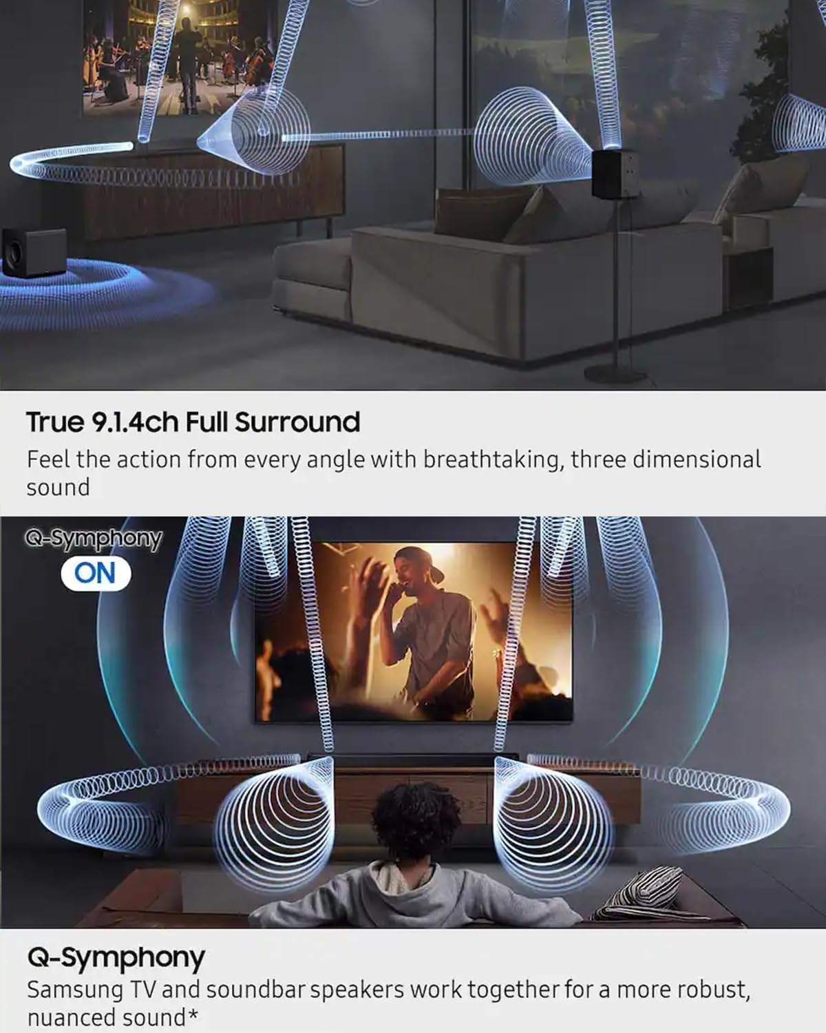 Samsung HW-Q930F Q-Series 9.1.4ch Soundbar w/Wireless Subwoofer & Rear Speakers, Dolby Atmos, DTS:X, Q-Symphony, SpaceFit Sound Pro, HDMI eARC, Full Surround Home Theater System, Titan Black 3 71ouGtnAIaL. AC SL1500