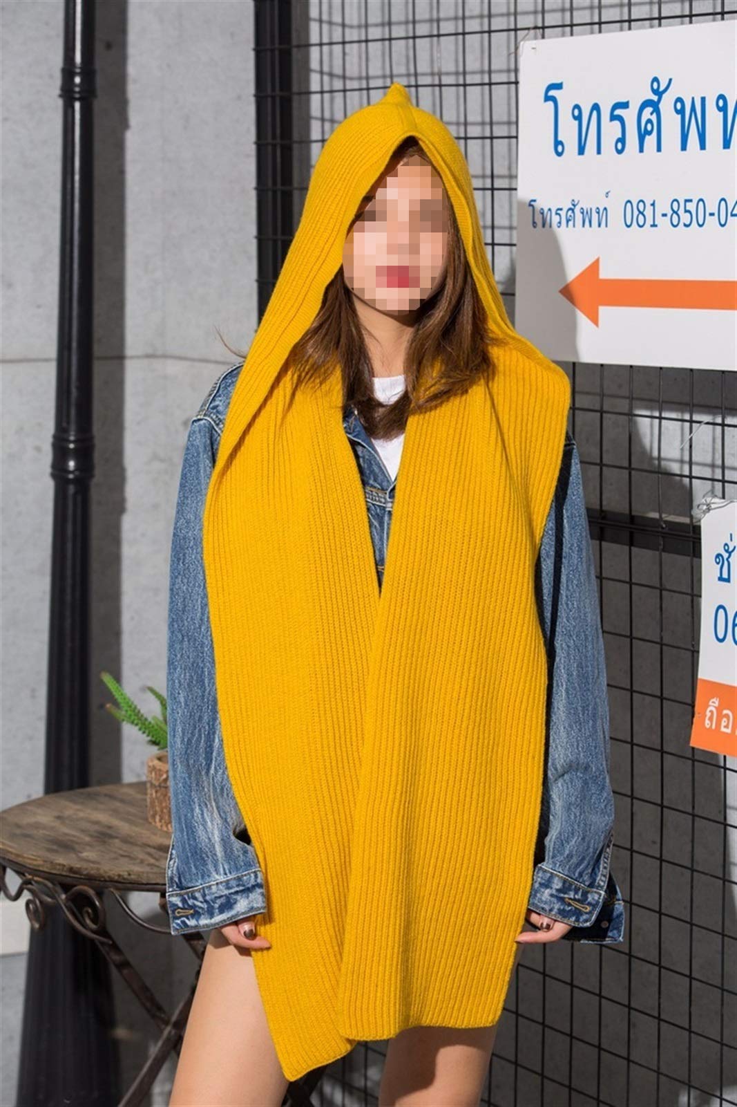 GLigeT Schals Frauen Winter Strick Kapuzenschal Kopftuch Halswärmer Hoodie Hut Schal Warm Herbst (Color : D)