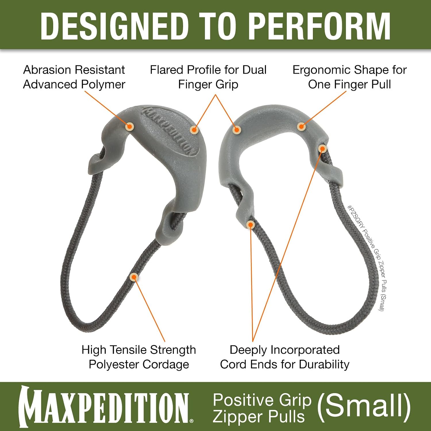 MAXPEDITION Positive Grip Zipper Pulls (Small, Gray) Pack of 6, Zipper Pull Replacement for Tactical Backpack, EDC Pouch, Bug Out Bag & Luggage, Sling Pull Tab, PZSGRY image 3