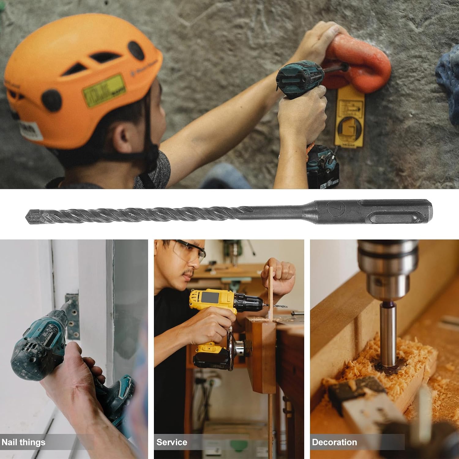 BESPORTBLE 7pcs Round Handle Masonry Drill Bit Set Carbon Steel Material Wall-penetrating Design Efficient Work Efficiency for Professional Workers and DIY Enthusiasts