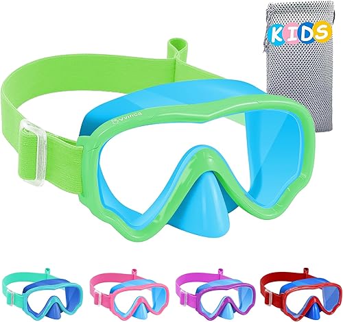 Miniatura 12 de Vvinca Gafas de natación para niños con cubierta para la nariz, máscara de buceo, correa de tela antivaho anti roturas para niños de 3 a 15 años
