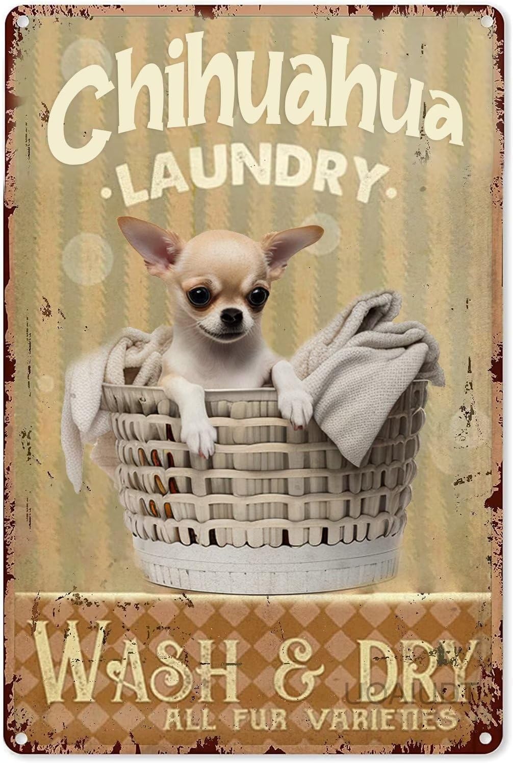 UOAIUDT Chihuahua 5D Diamond Painting Kits for Adults & Beginner Full Drill Dog Laundry Wash & Dry Diamond Art Paint with Round Diamonds DIY Gem Painting Kit for Home Wall Decor 20x20 Inch