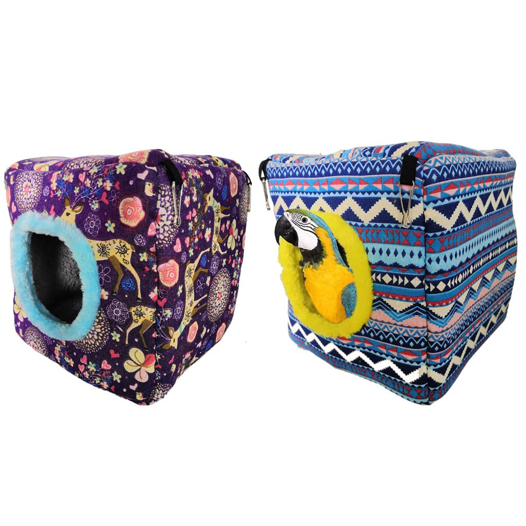 staol Bird Plush Hammock Winter Warm Sika Deer Hanging Nests Parrot House Bed Cage Snuggle Cave Heated Bird Baths for Winter