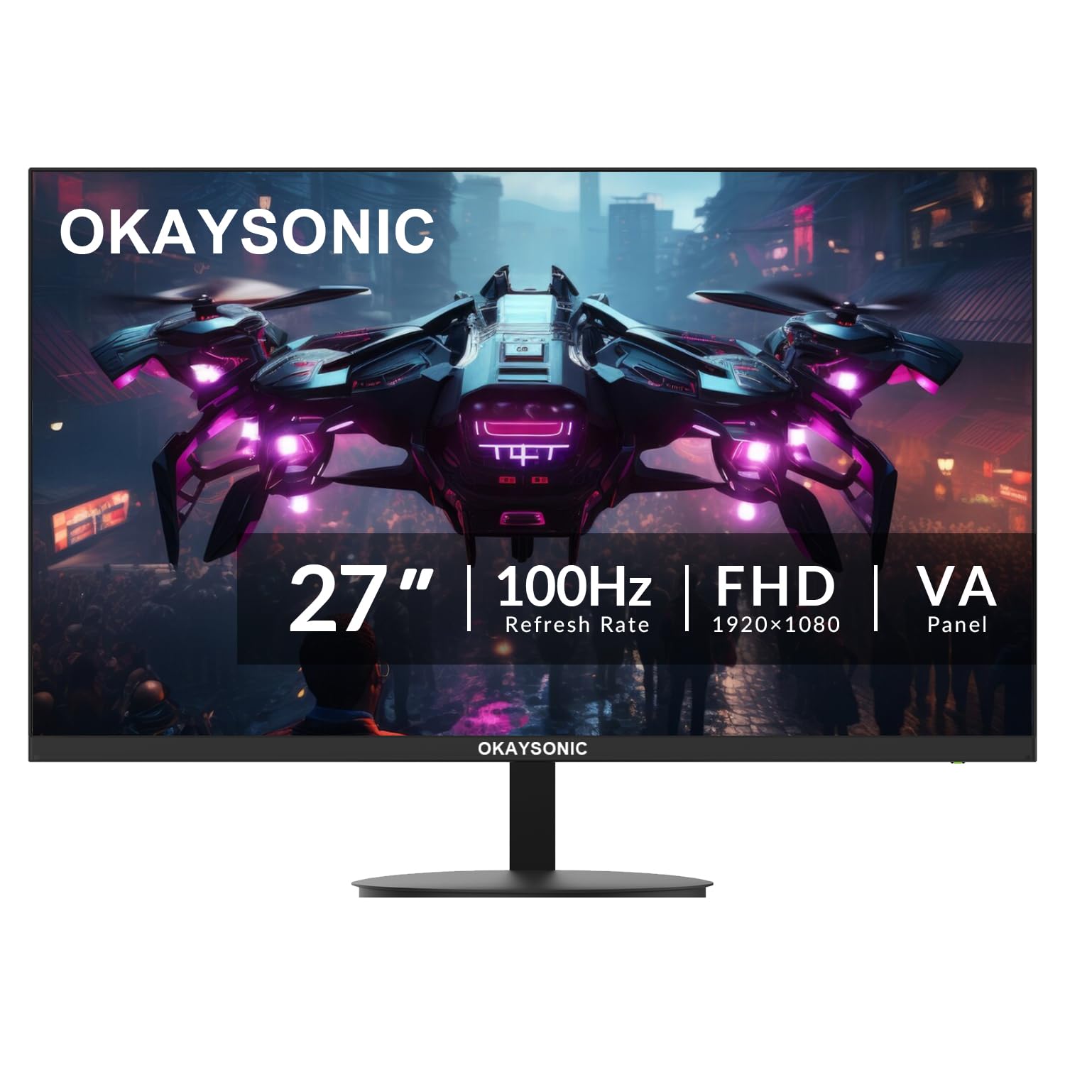 27 Inch Office Monitor 100Hz FHD 1080P Computer Screen with HDMI VGA Eye Care Frameless 100x100mm VESA Mountable