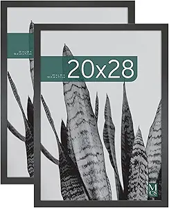 MCS Studio Gallery 20x28 Poster Frame Black Woodgrain, Vertical & Horizontal Wall Hanging Large Picture Frame for Photos, Posters & Art Prints (2-Pack)