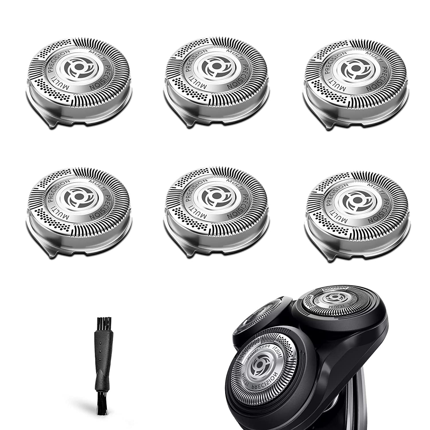 SH50 Replacement Heads for Philips Norelco Series 5000 Replacement Blades Head Fit for Phillips Series 5000 and Blow, AquaTouch, PowerTouch, 6 pcs