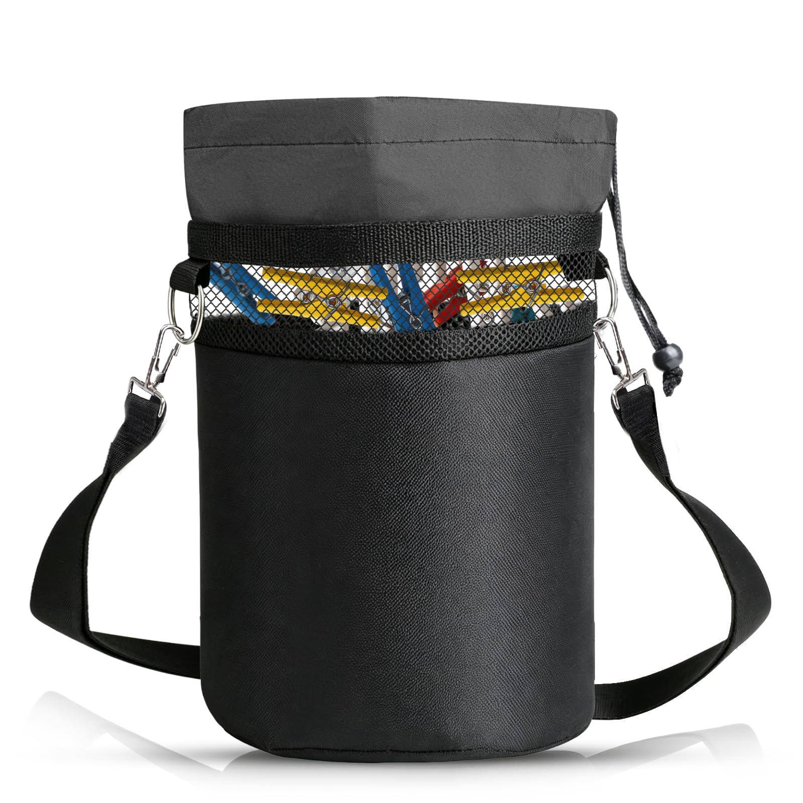 Tmidumo Clothes Peg Bag, Oxford Fabric Peg Bags for Washing Line with Drawstring Closure, Peg Holder Storage for Up to 150 Pegs, Indoor Outdoor Pegs Organizer Storage Use - 22 x 15 x 15 cm, Black