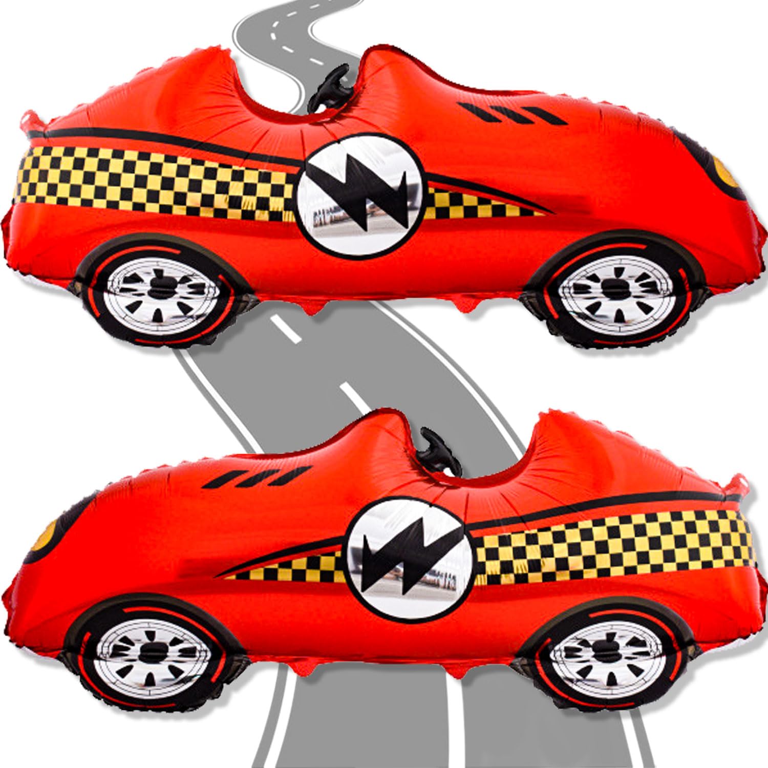 2 Pcs Large Race Car Balloons, 43 Inch Red Racing Balloons for Race Car Party Decorations Two Fast Birthday Decor