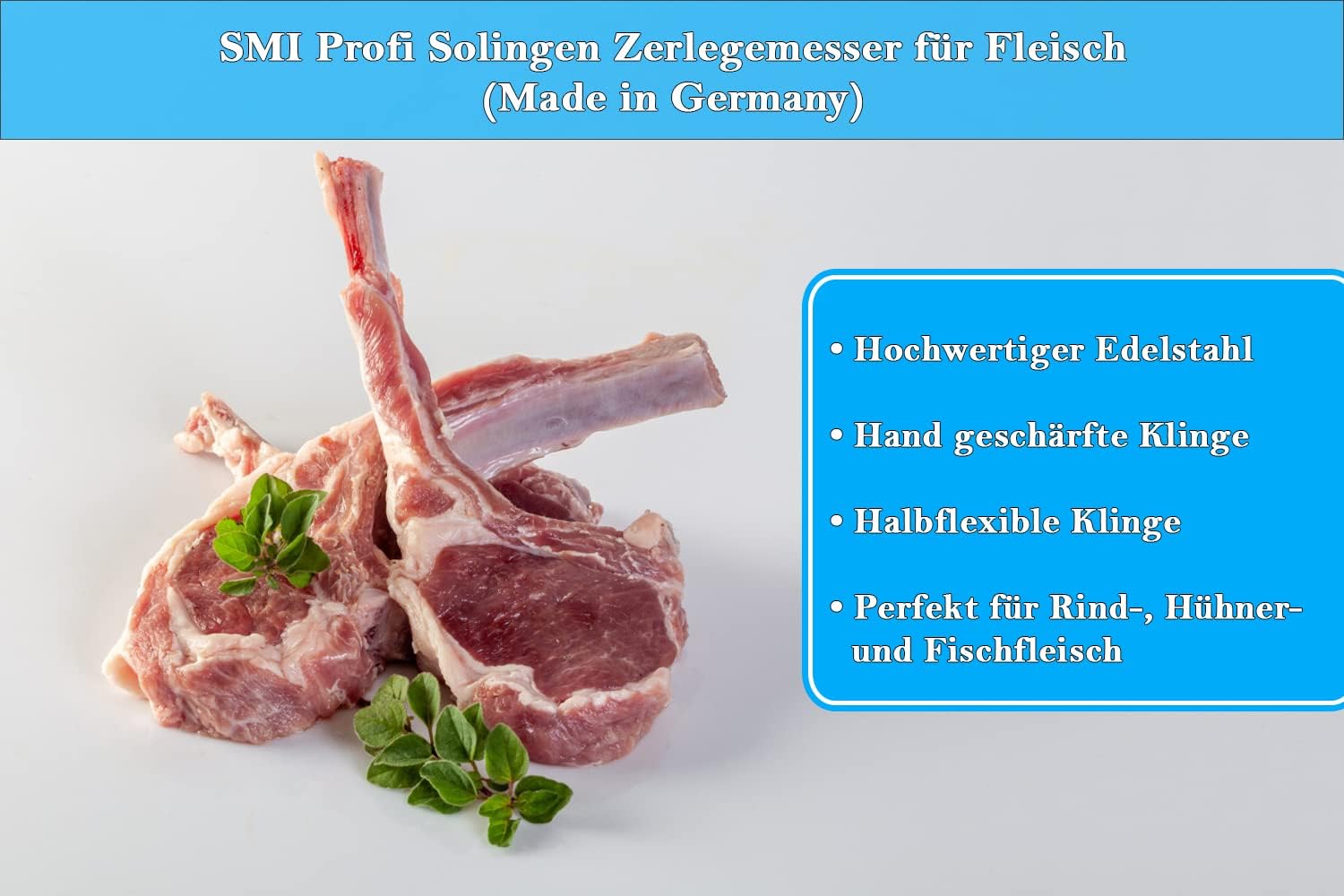 SMI Breaking Knife - 10 inch German Butcher Knife for Meat Cutting, Professional Solingen Quality