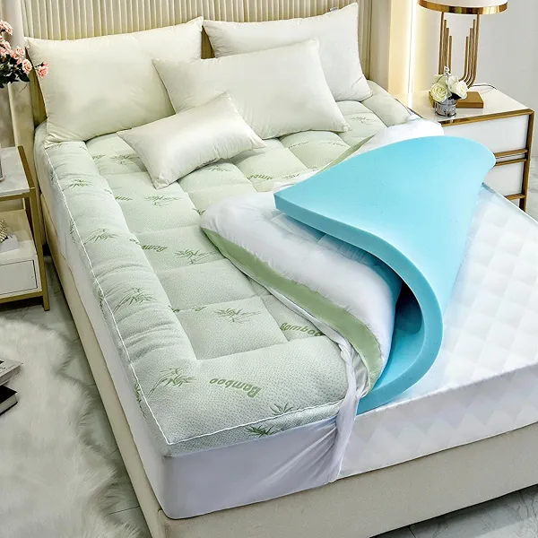 Full Mattress Topper,Dual Layer 4 Inch Memory Foam Mattress Topper - 2 Inch Gel Memory Foam and 2 Inch Down Alternative Pillow Top Mattress Pad Cover with 8-21 Inch Deep Pocket for Sleeping