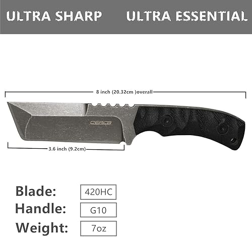 Miniatura 2 de OERLA TAC Knives OLHM-012 Cuchillo de cuchilla fija para uso al aire libre pequeño 420HC cuchillo de campo de acero inoxidable lavado a la piedra