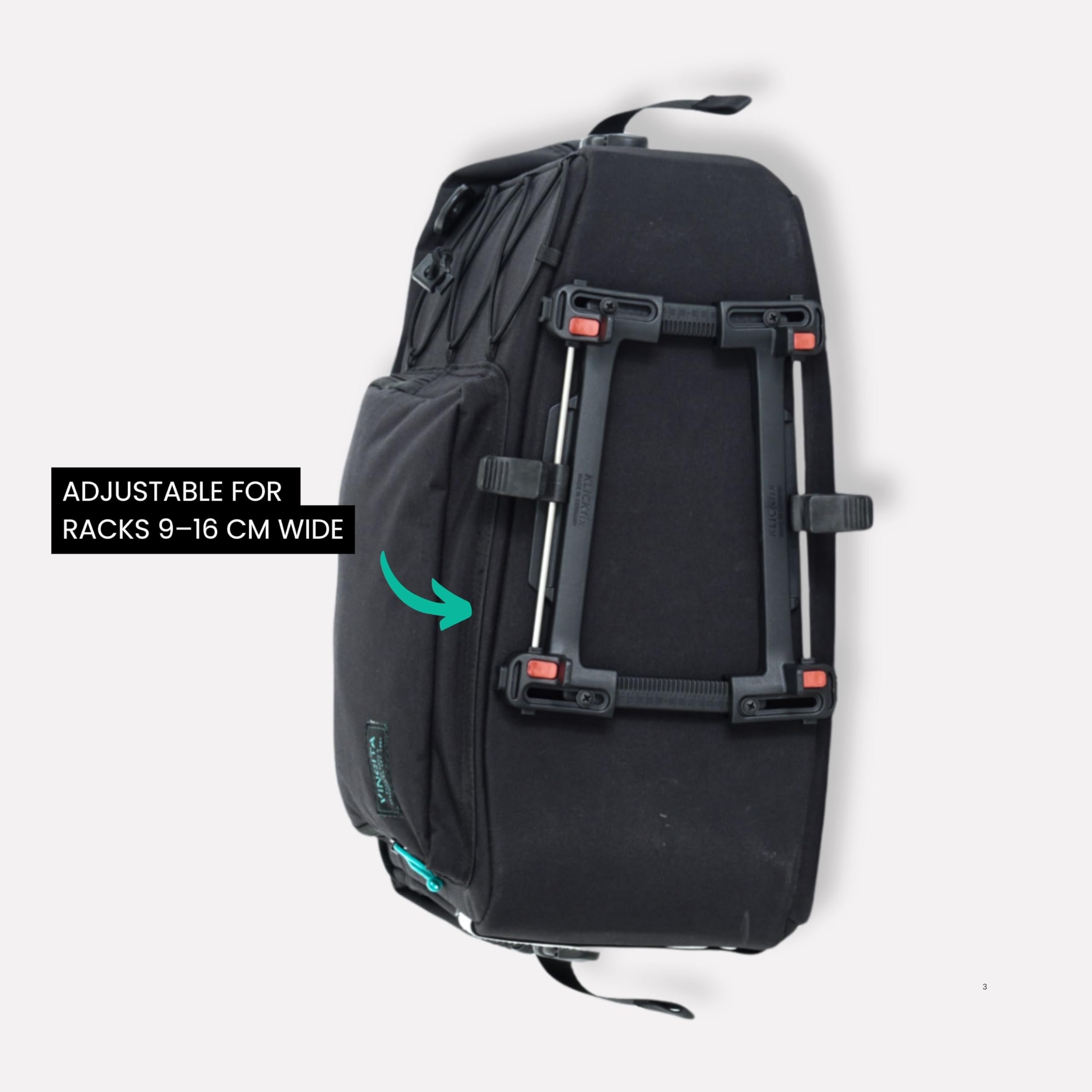 Vincita Nash Pro Bag – Borsa da portapacchi Premium per Brompton P Line & Advance Roller Rack, supporto KlickFix UniKlip 2, design senza colpo di tallone, elegante e funzionale per pendolarismo e