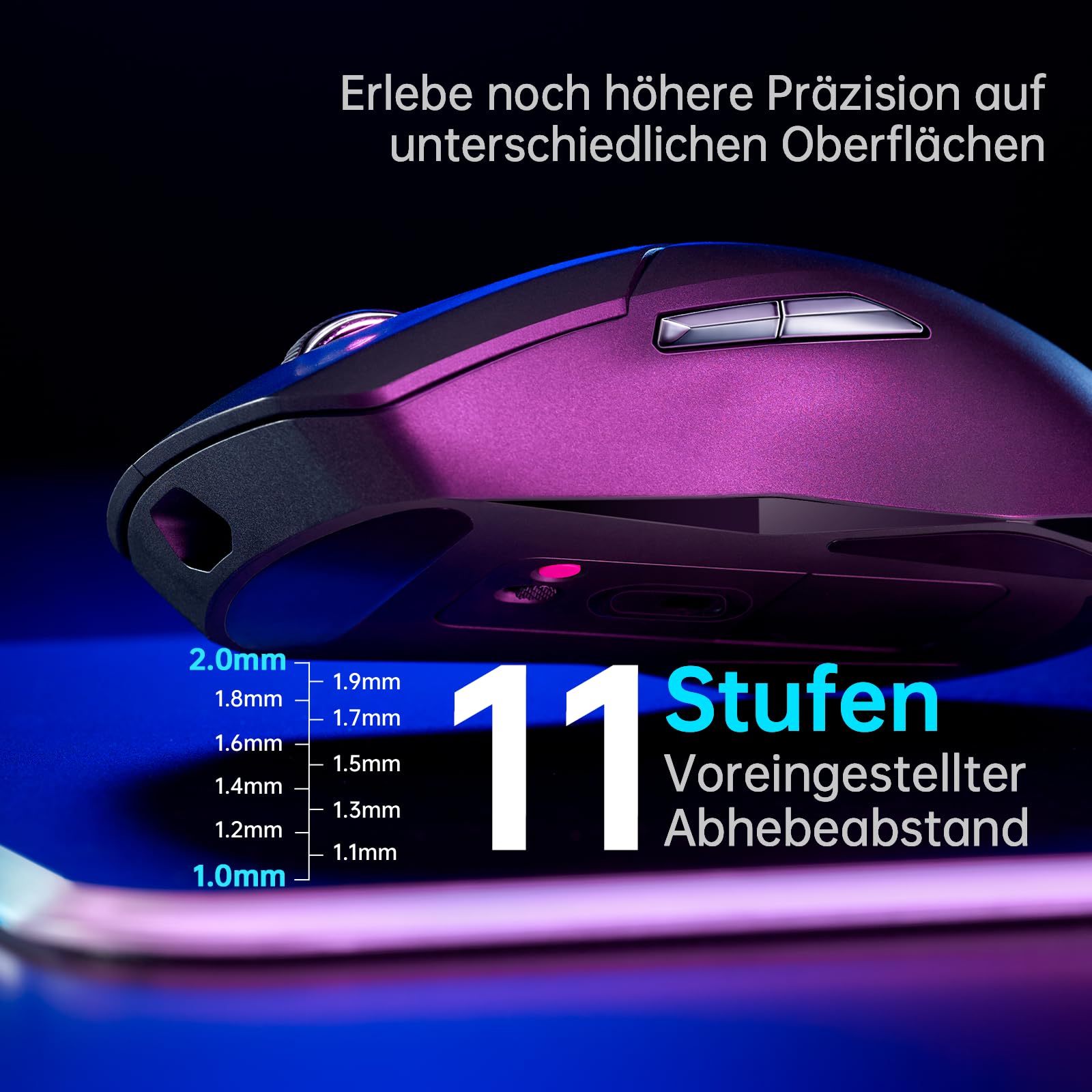 Rapoo VT9PRO 1K Mouse Wireless Gaming 68g Ultraleggero Mouse da Gioco | PAW3398 26K DPI, 1000Hz, Batteria 160 Ore, 10 Tasti Programmabili, Memoria Integrata, Mouse Ricaricabile per PC/ Mac, Bianco