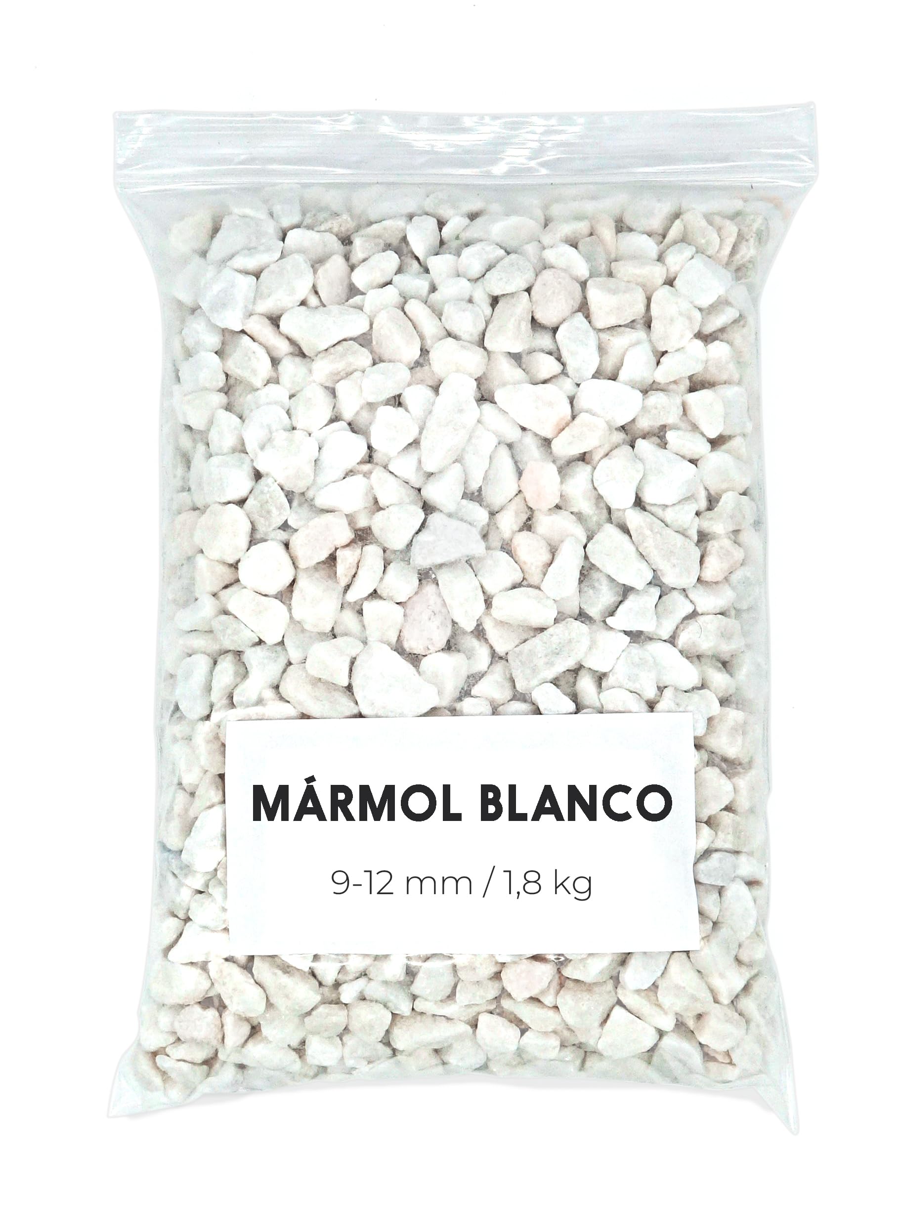 Grava Blanca 1,8kg - Piedras Decorativas - Grava Acuario - Piedras Decorativas para Jarrones - Piedras Acuario y Peceras - Piedras para Macetas - Grava Jardin (9-12 mm)