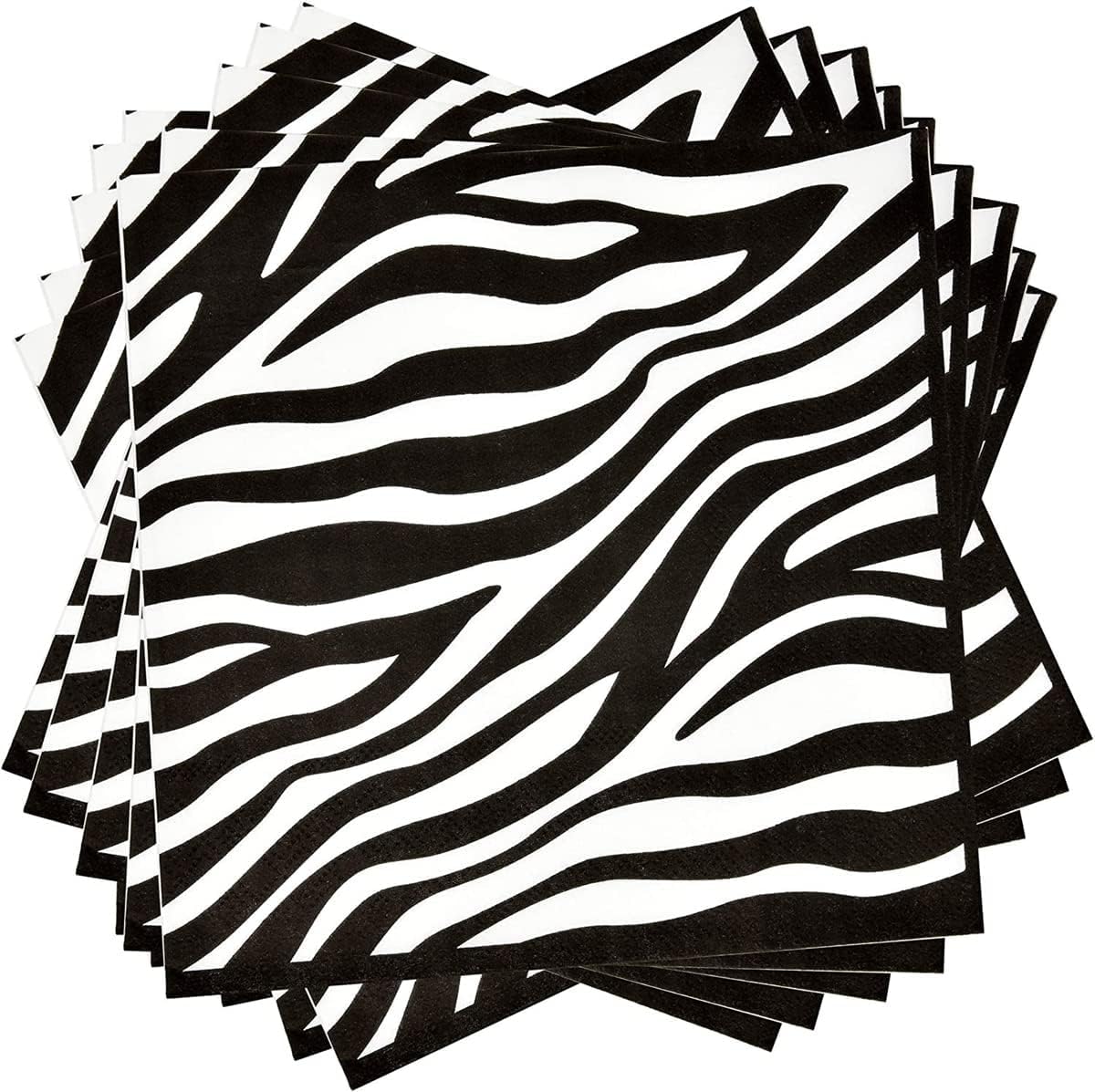 LUDALY Zebra Print Party Napkins Jungle Safari Animal Texture Tableware Dinner Napkins for Kids Birthday, Baby Shower, Zoo Jungle Safari Themed Party Decorations Pack of 20pc