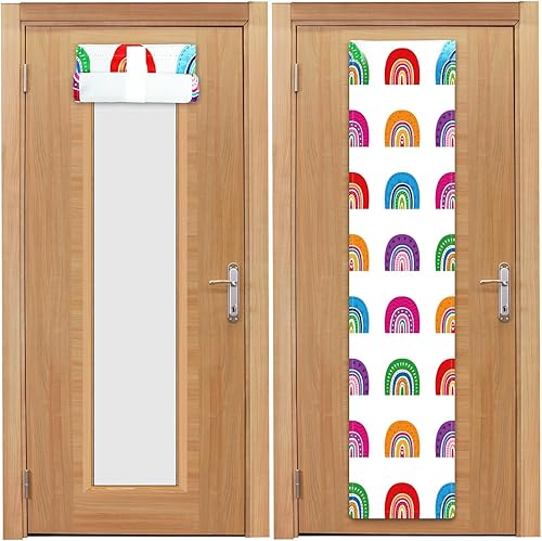 clothmile 2 piezas de cortina opaca para puerta de aula de arco iris, cortina de puerta francesa de 8 x 36 pulgadas, persianas pequeñas de vidrio