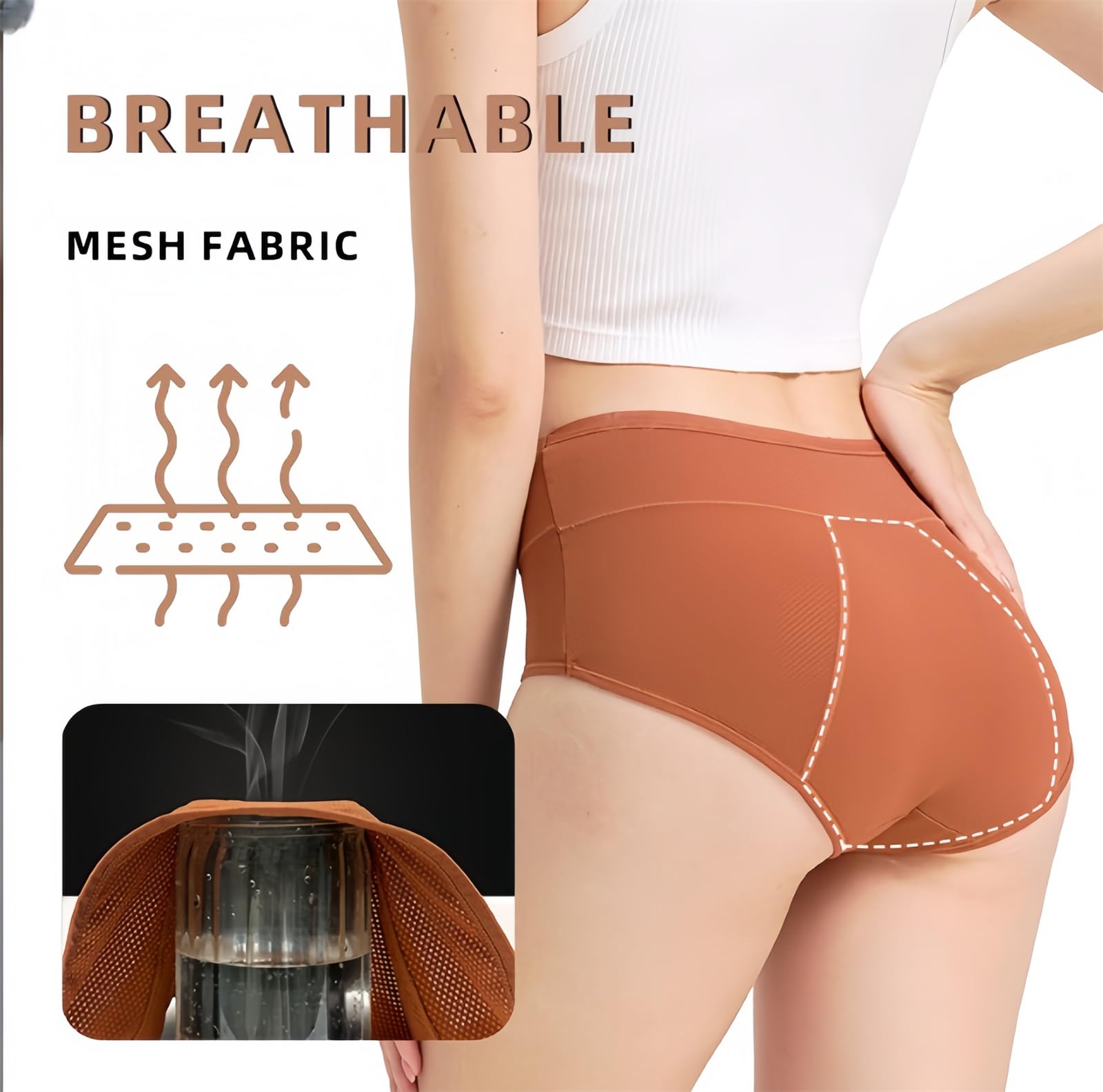 Sous-vêtement confortable et respirant pour femme - Contrôle du ventre - Short de soutien post-partum lavable et réutilisable - Slip en coton à trois couches