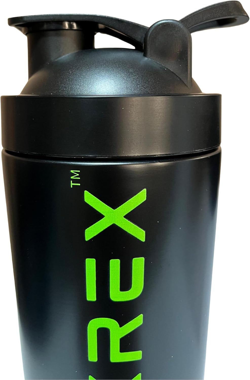 FLEXREX Canadian Brand, 750ml 25oz Single Wall Stainless Steel Metal Protein Shaker Bottle, BPA-Free, Leak-Proof Lid with Mixing Spring (Black)