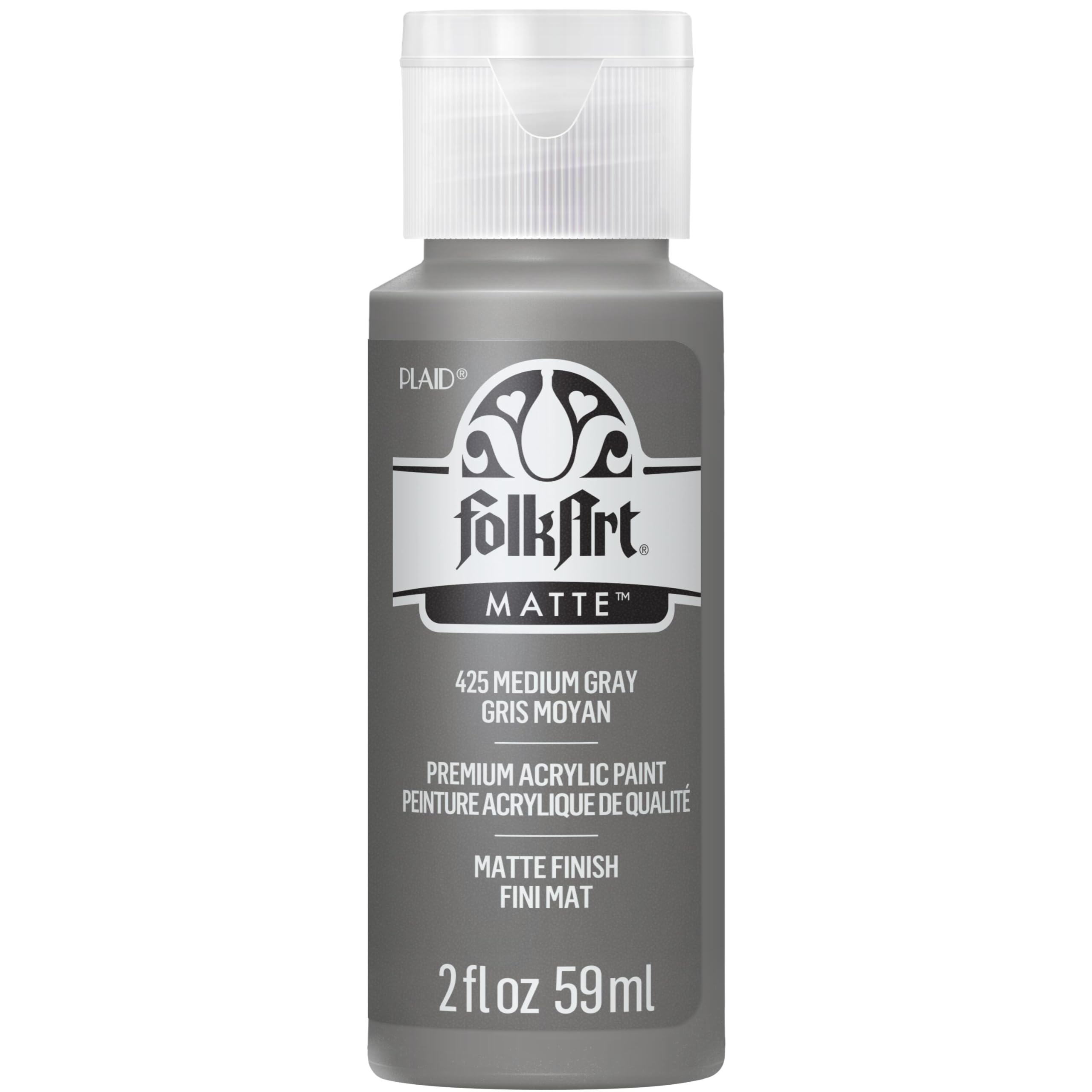 FolkArt Acrylic Paint in Assorted Colors (2 oz), 425, Medium Gray