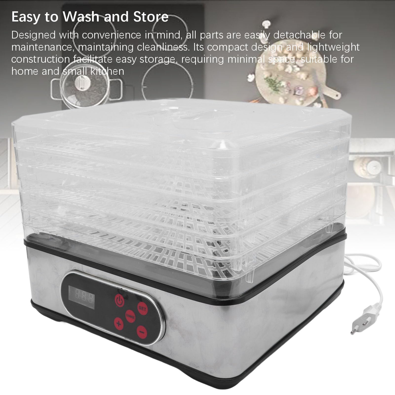 Dehydrator, Gefriertrockner mit Temperaturkontrolle und Timer Elektrische Trocknungsmaschine Lebensmittel Dehydrator Lebensmittel Dehydrator für Fleisch Kräuter Rindfleisch Obst Gemüse Gemüse