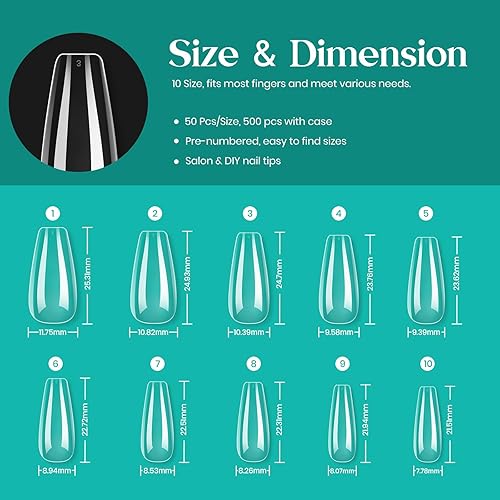 Miniatura 136 de Beetles - Kit de gel para extensión de uñas fácil de usar, 500 uñas de gel de almendra extracortas transparentes y preformadas, pegamento multiusos