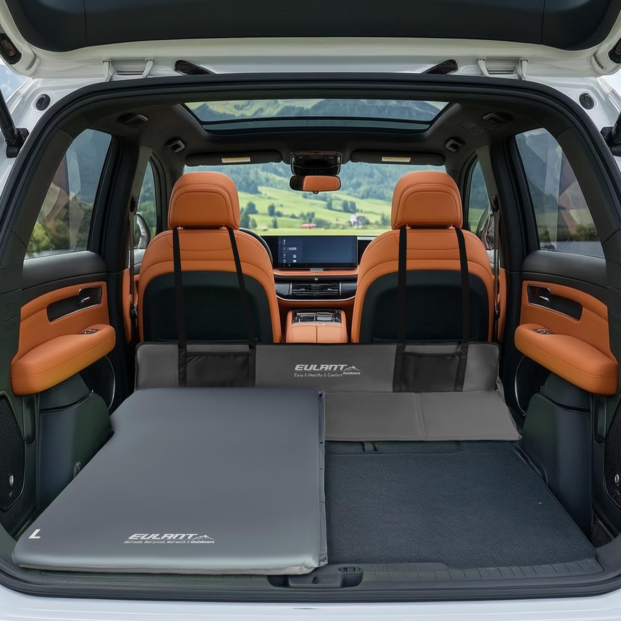 EULANT Autoinflable Colchón de Aire para Coche con Bomba, Portátil Camping Cama Hinchable Coche con Espuma de Alta Resistencia, Colchon Coche Maletero para Tesla 3/Model Y/SUV/MPV, R8,185×66×5cm