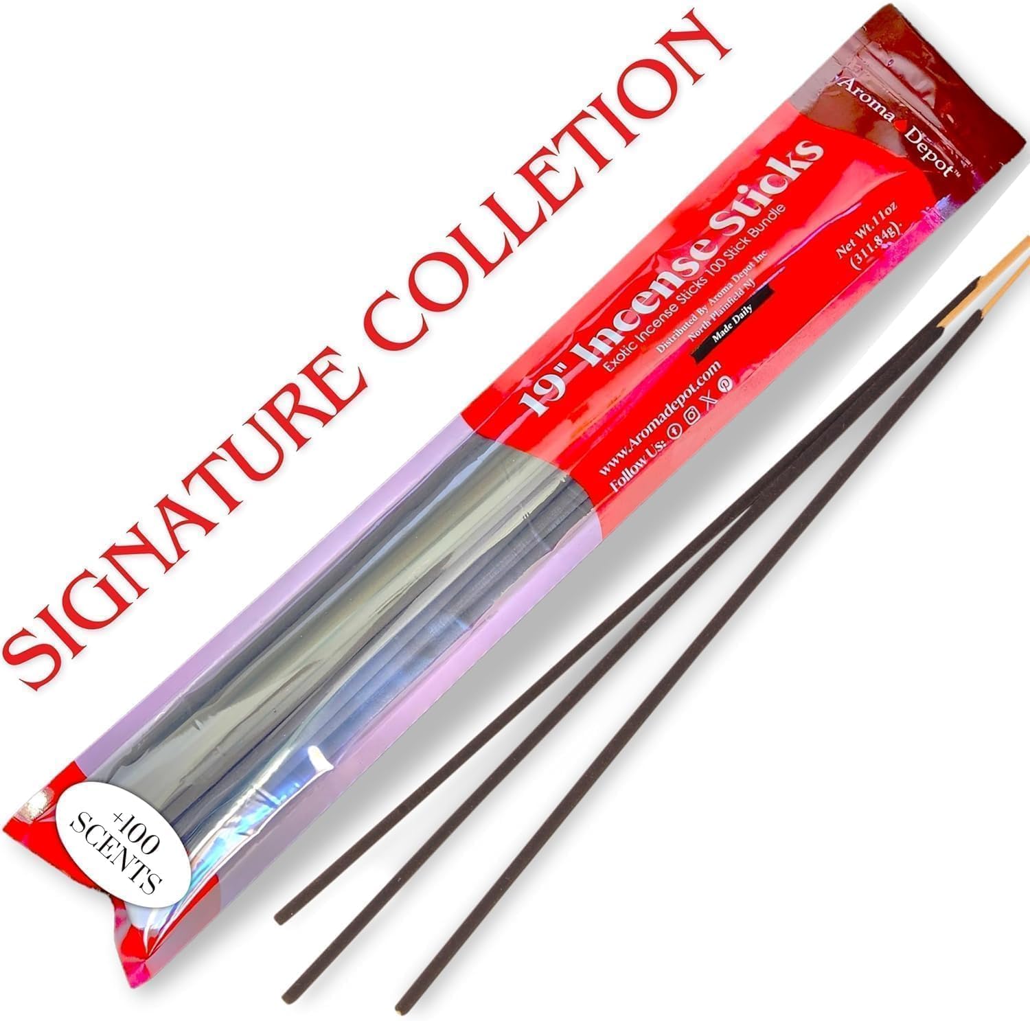 Aroma Depot 19'' Strawberry Most Exotic Incense Sticks. One Bundle Approx 27 to 30 Sticks, Jumbo 19 inch Long, Natural 19'' Extra Large Incense Sticks. Burns for 3 to 4 Hours Each. Long Lasting