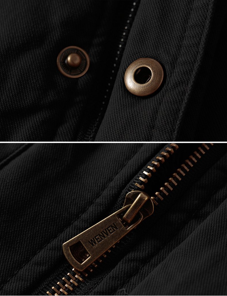 WenVen Chaqueta de Algodón para Hombre a Prueba de Viento Parka Casual Militar Clásica Parka Capucha Gruesa Extraíble con Pelo Cazadora Entretiempo Bolsillos Múltiples