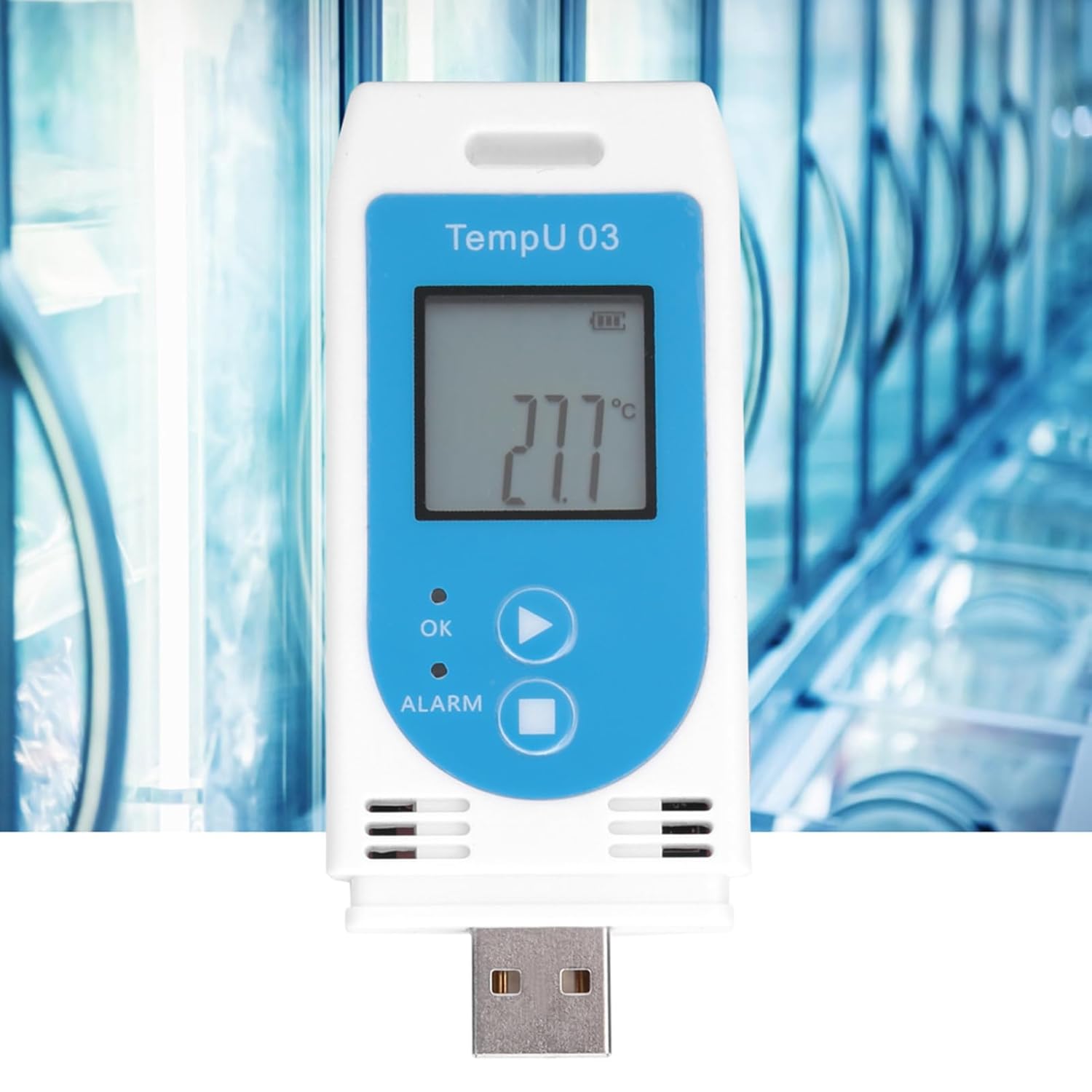 USB Temperature and Humidity, Data Loggers Recorders Data Acquisition Recorder, Temperature Humidity Data Logger PDF Report with LCD Display 32000 Points for Warehouse, Logistics Transportation, C