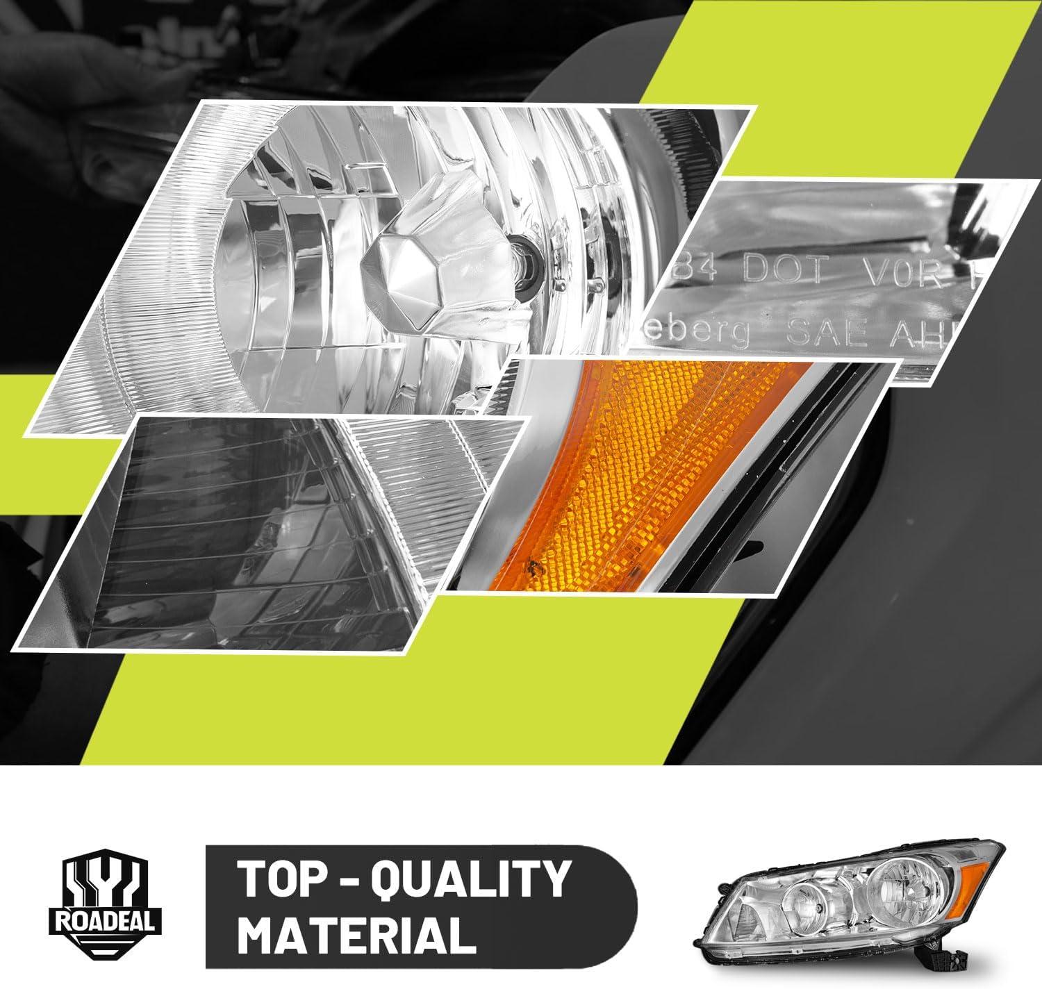 Headlights W/Bulbs for 2008-2012 Honda Accord 4Dr Halogen Headlamp Replacement Driver & Passenger Side, NOT fit coupe or Crosstour models