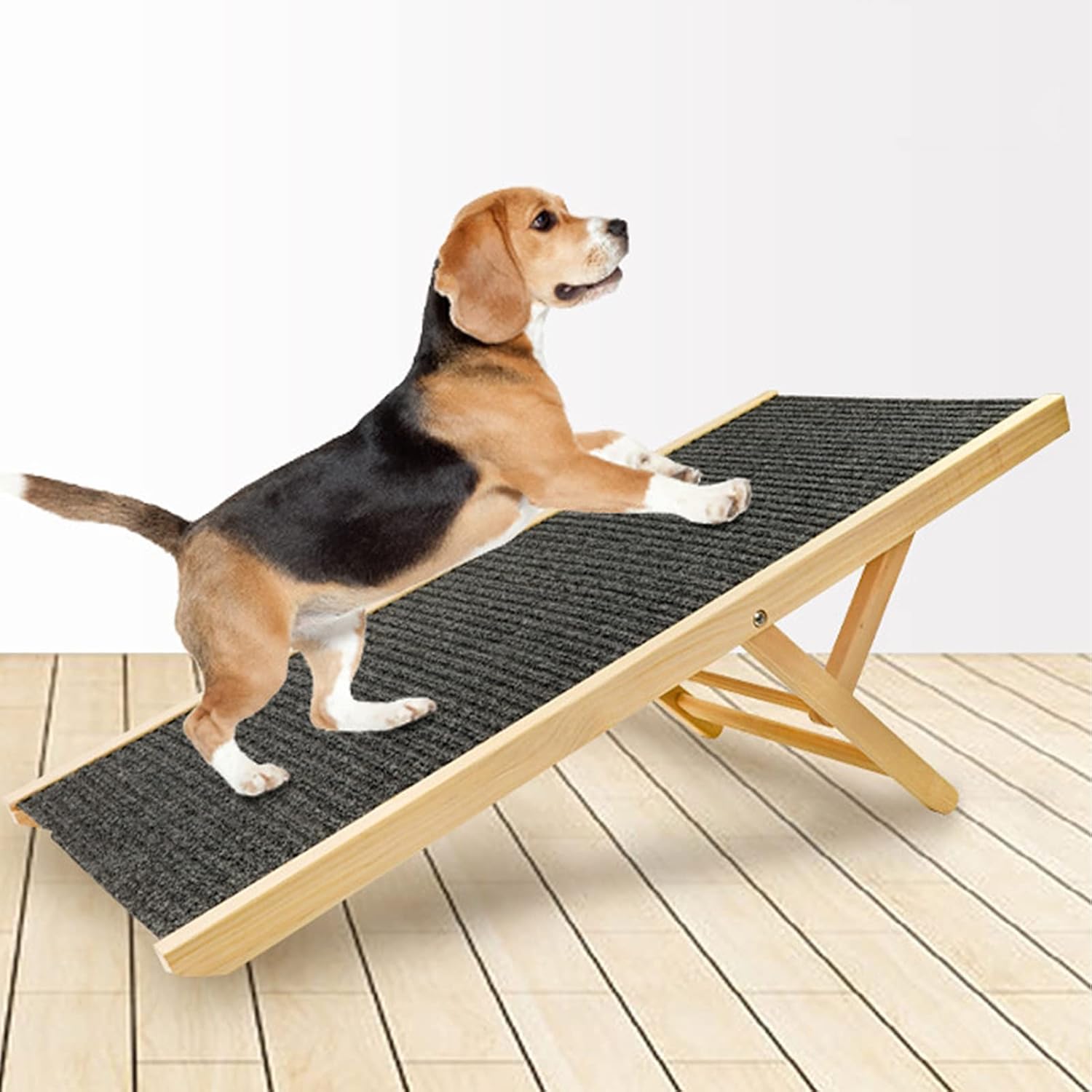 Wooden Dog Ramp Height Adjustable Nonslip Folding Pet Climbing Ladder for Sofa Bed Car, Stable Structure, Nonslip Function, Wide Application for Dog Stairs (Size: Approx. 70x35cm