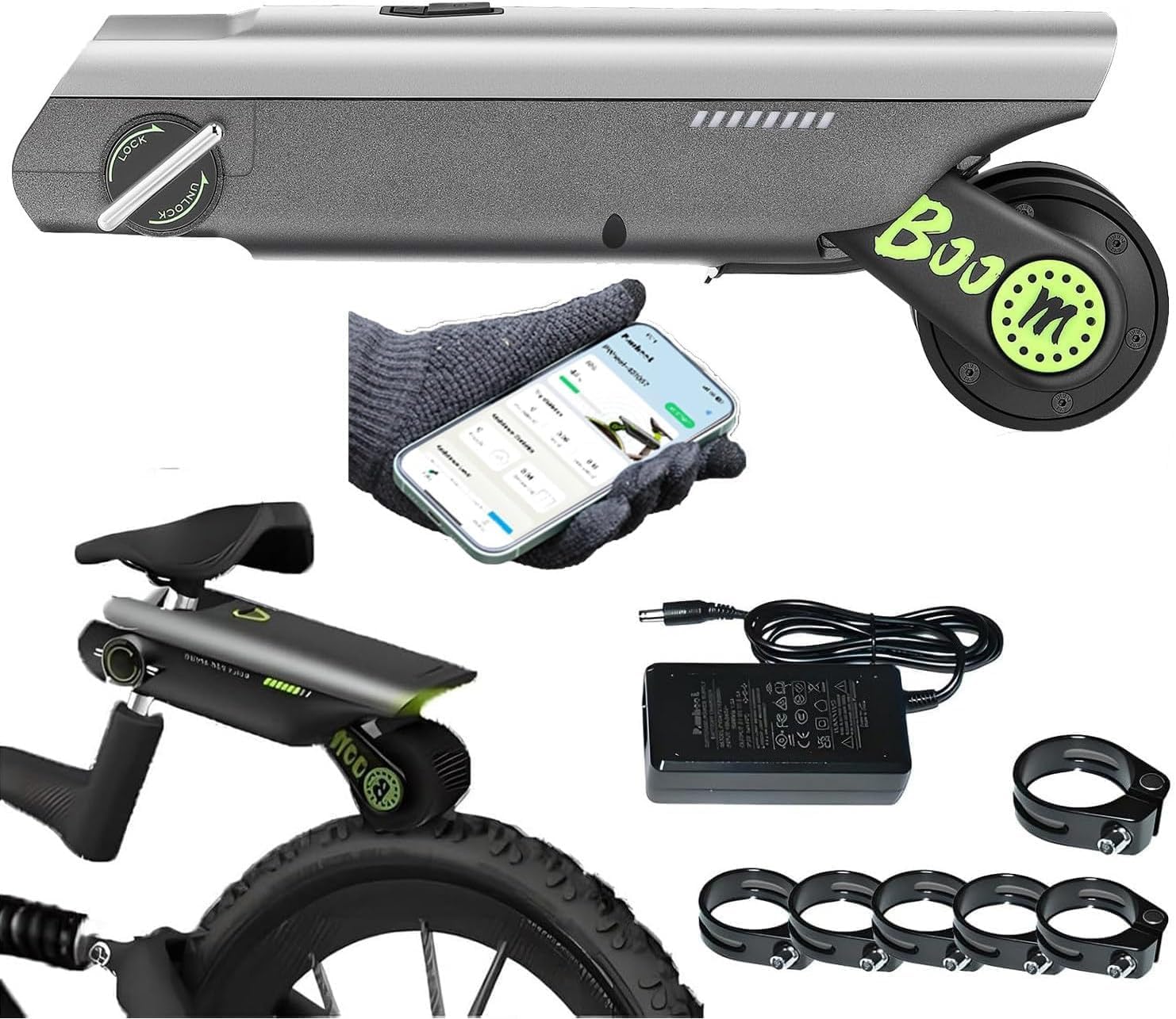 Kit di conversione per bicicletta elettrica con controllo tramite app, 4 modalità di assistenza, durata della batteria 50 km per mountain bike e bici da strada