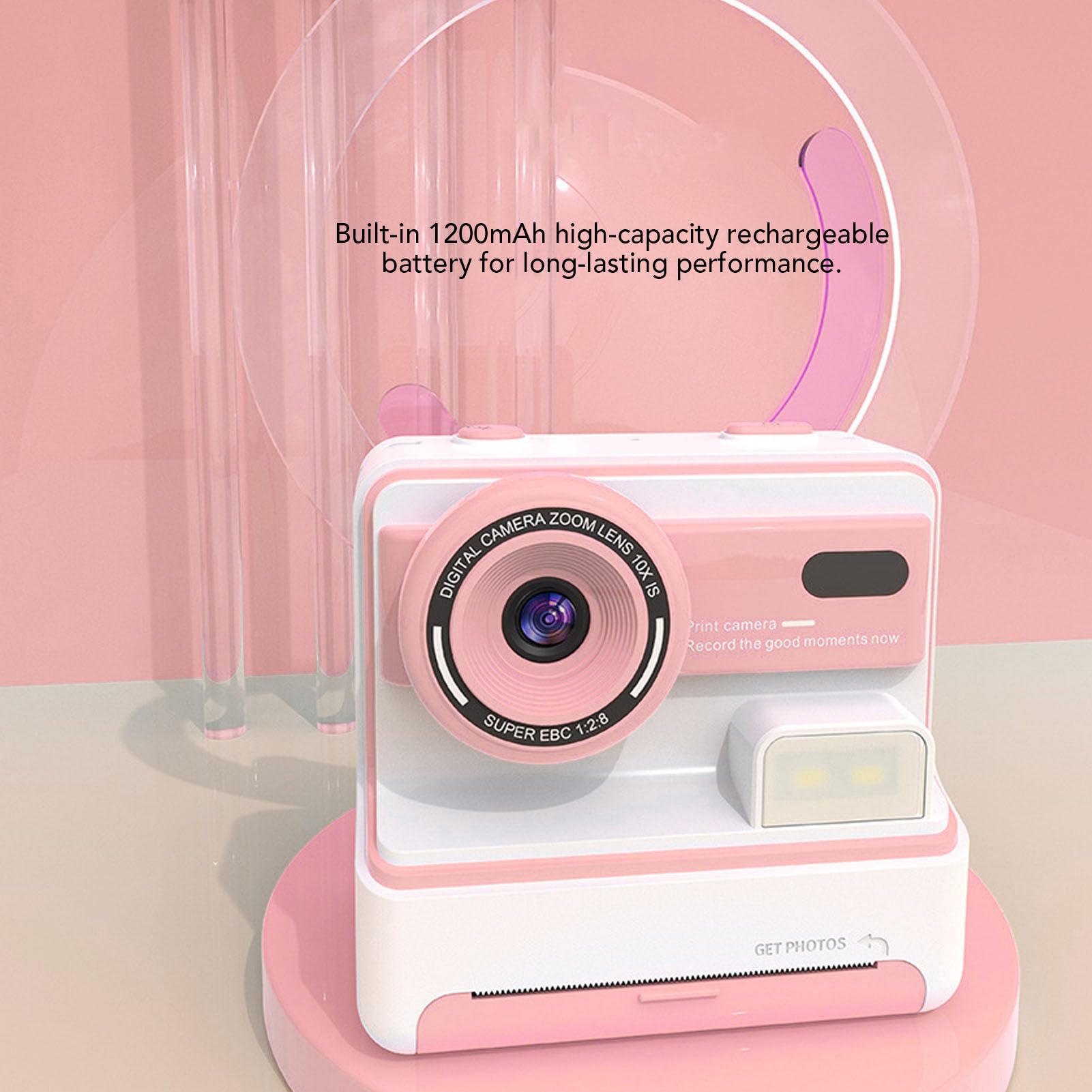 Bewinner Fotocamera a Stampa Istantanea in Materiale ABS da 48 MP con 3 Rotoli di Carta da Stampa, Schermo HD, Foto in Bianco e per Ragazze e Ragazzi (PINK)