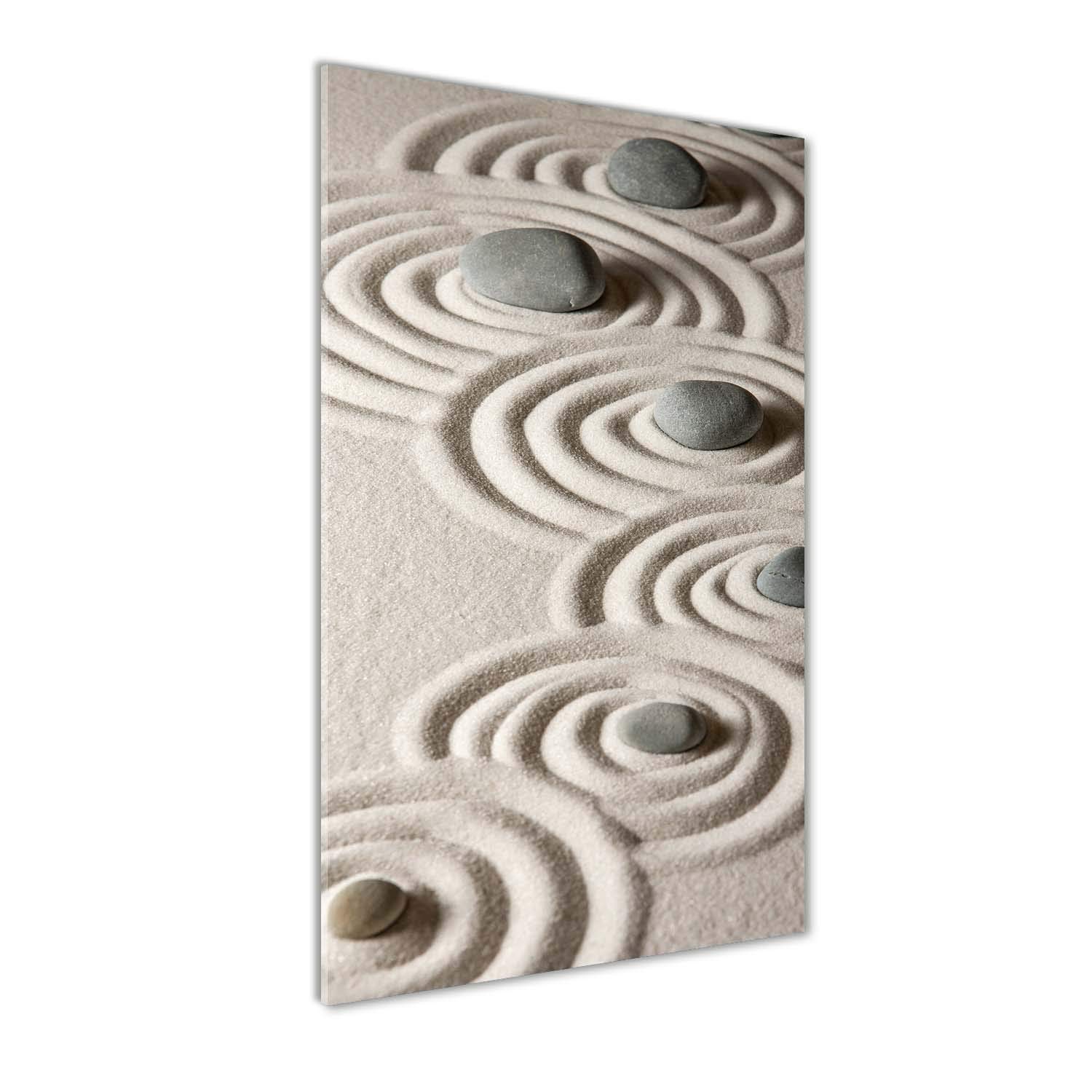 Peinture sur verre trempé 70x140 cm Tulup Pierres sur le sable tableau mural décoratif