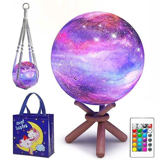 BEISHIDA Moon Lamp, 3D Galaxy Moon Lamp 3.9Inch, Gifts for 6 7 8 9 10 11 12 13 14 15 16 Year Old Girl, Teen Girl Gifts, Birthday Gifts for Girls Age 9-12 12-14, Moon Night Light 16 Colors with Remote
