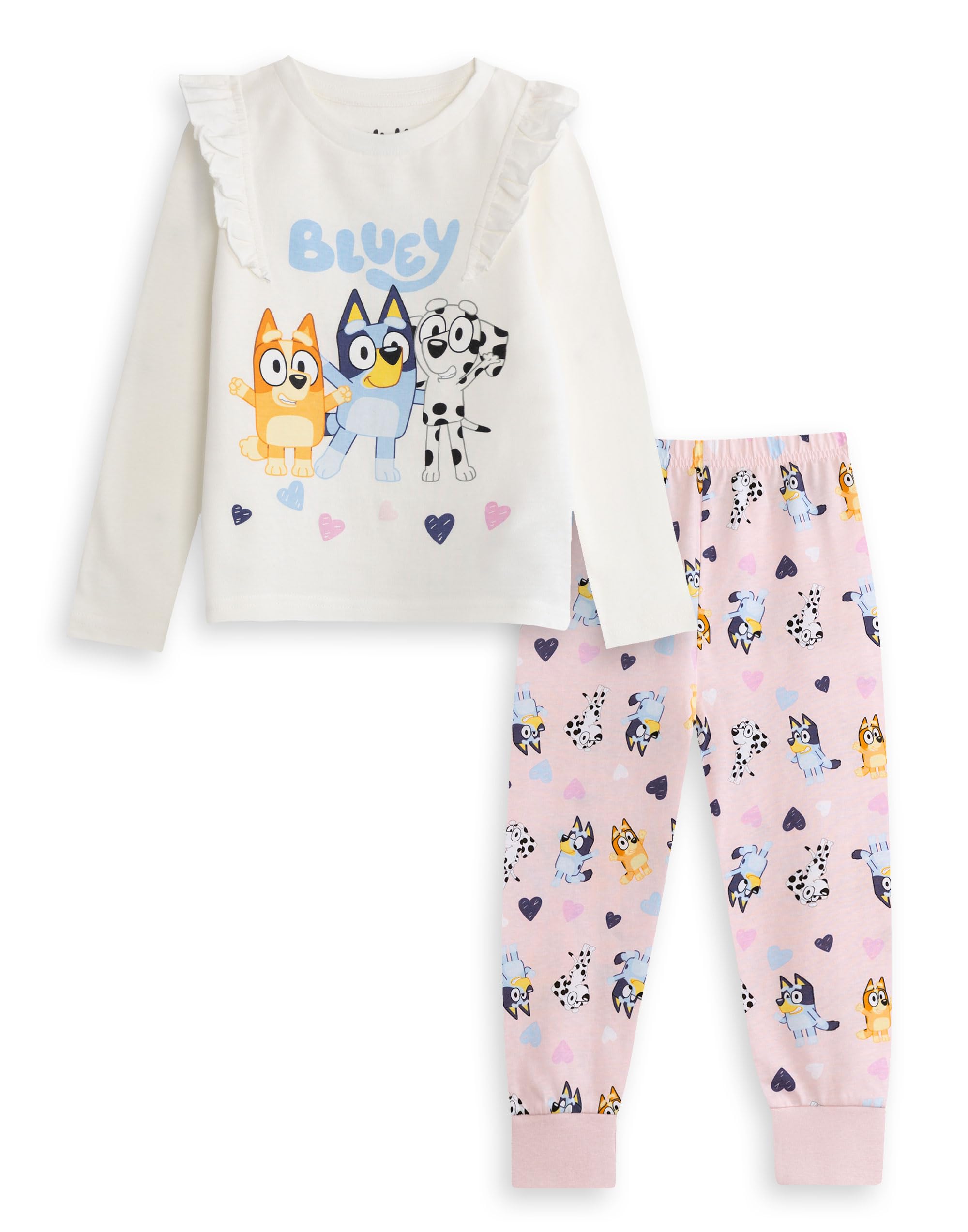 Vanilla Underground Girls White Bluey Off- Character Long Sleeve Long Leg Pyjama Set - 18-24 Months