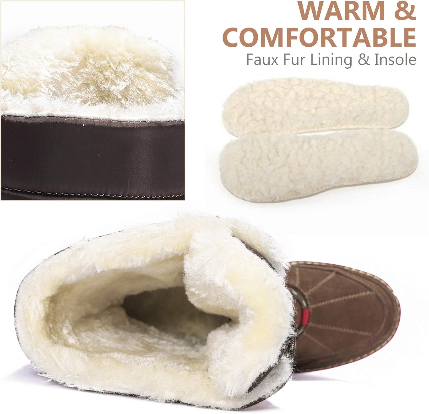 CAMELSPORTS Women's Snow Boots Waterproof Mid Calf Winter Boots Anti-Slip Fur Lined Warm Boot Outdoor Fashion Rain Boots