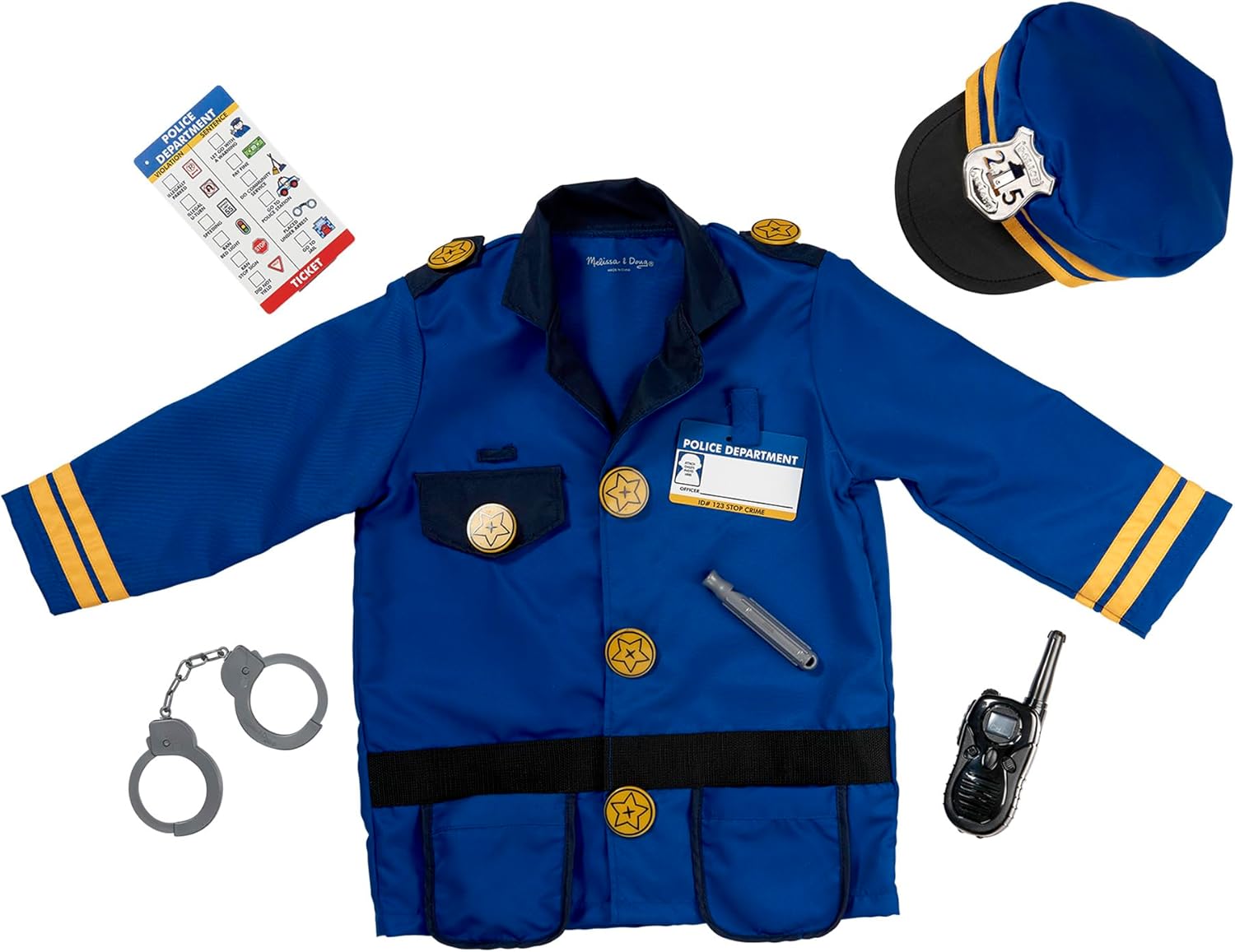 Melissa & Doug Police Officer Role Play Costume Dress-Up Set (8 pcs)