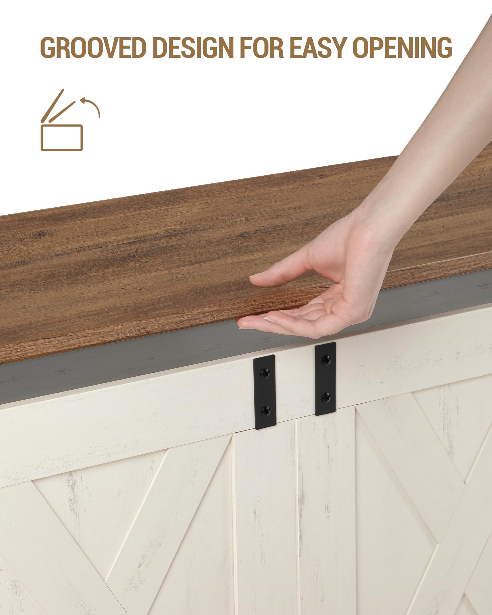 Hzuaneri 109 cm Banco de Almacenamiento, Caja de Madera con Bisagras de Seguridad, Armario de Depósito 40 x 109 x 48,5 cm, para Entrada Dormitorio Salón, Blanco Marrón SB10914X