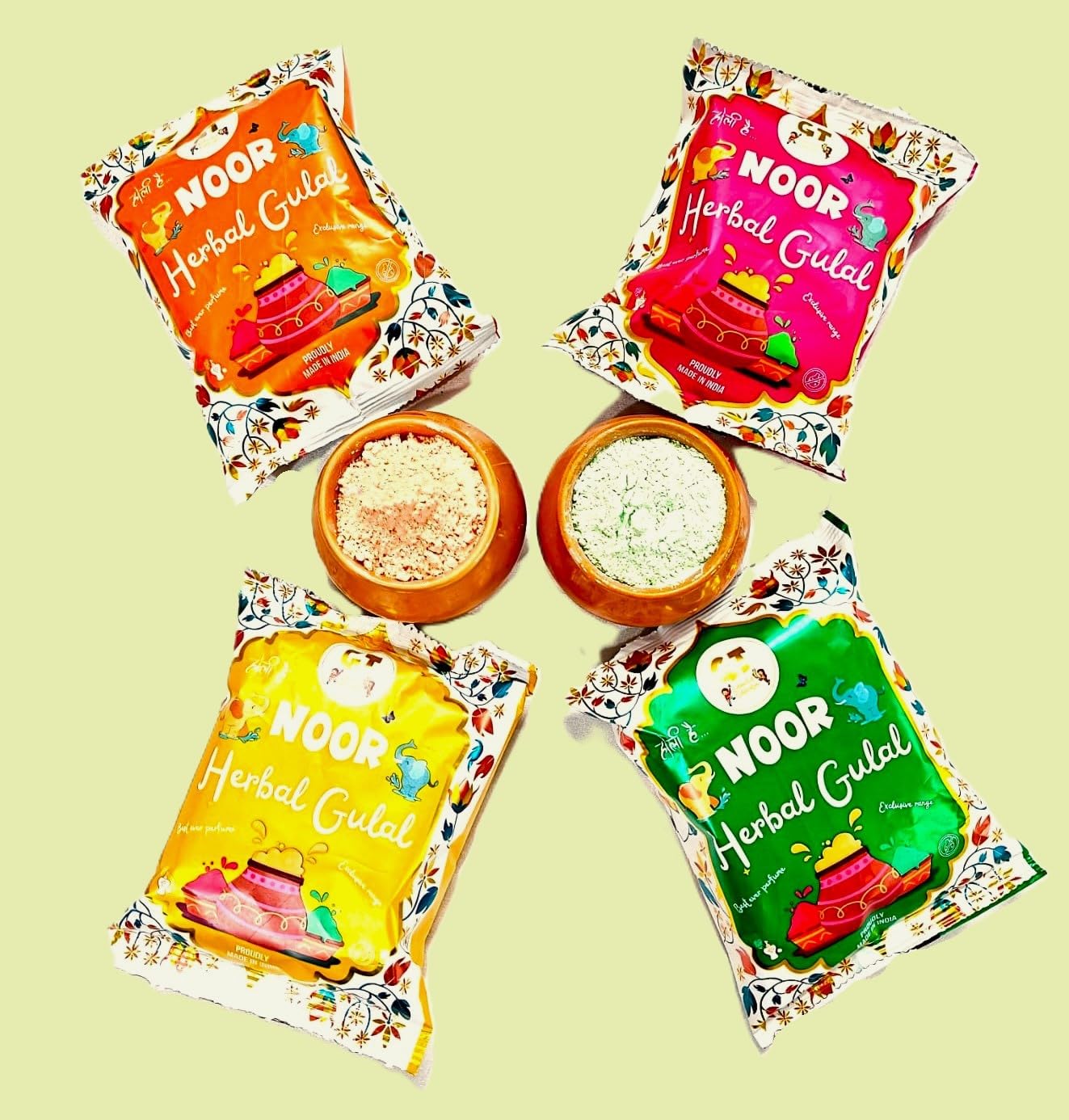 Niku Herbal Organic Holi Gulal Color | Pack of 4 | Non Toxic, Easy to Remove, Soft Skin Friendly | Pack of 4-50gm *4 | Holi Gift Pack for Family, Party