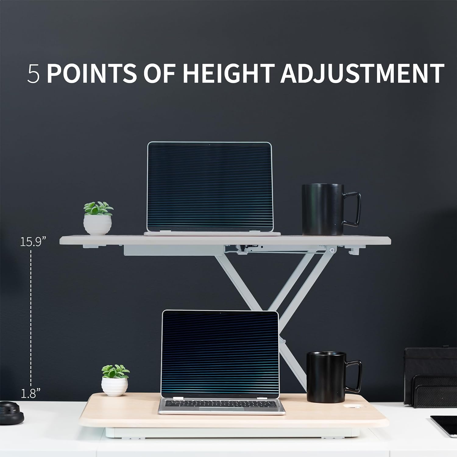 VIVO Ultra-Slim 32 Inch Single Top Height Adjustable Standing Desk Riser, Compact Sit Stand Desktop Converter for Monitor or Laptop, Black, DESK-V032J