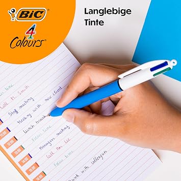 BIC 4 Colors Medium Ballpoint Pen, Box of 12, 1.0mm Type, Blue, Red, Green and Black Colors in Single Pen